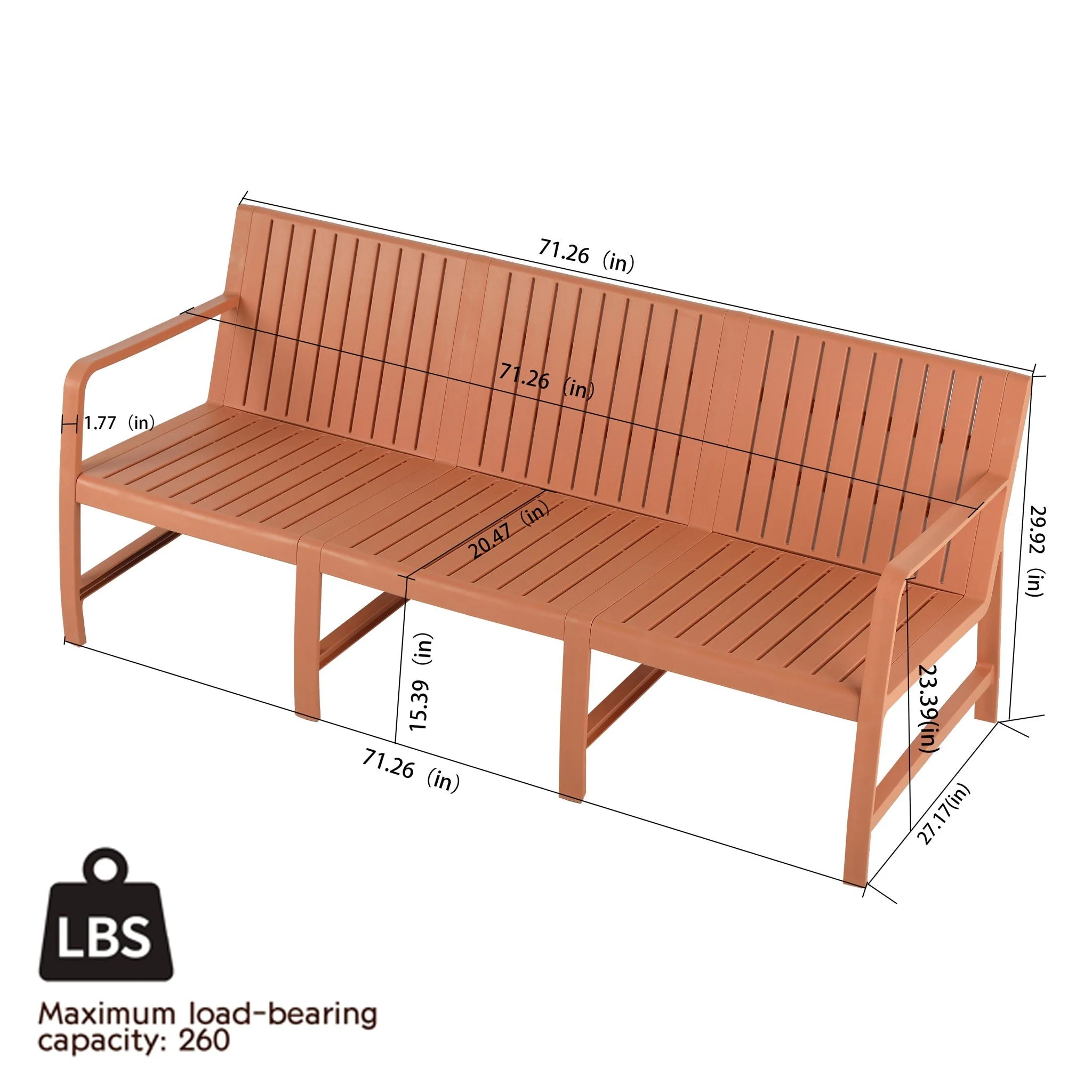 1 Piece Indoor / Outdoor 3 Seater Sofa, UV-Resistant, Waterproof And Durable - Image 3