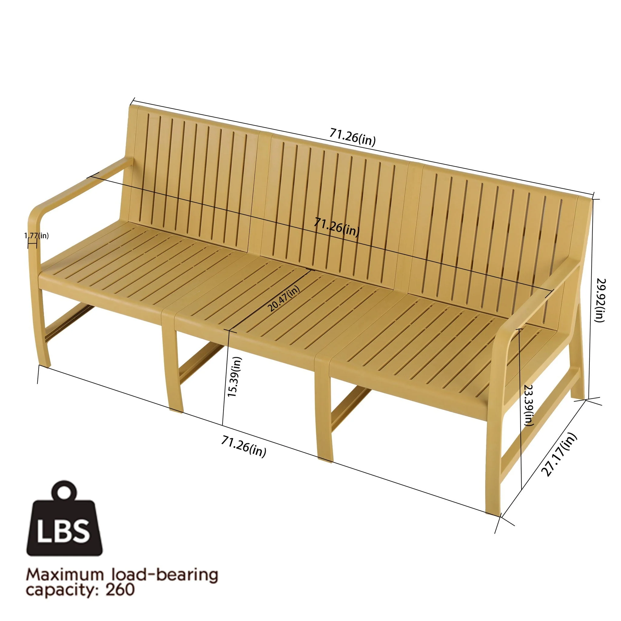 1 Piece Indoor / Outdoor 3 Seater Sofa, UV-Resistant, Waterproof And Durable - Image 6