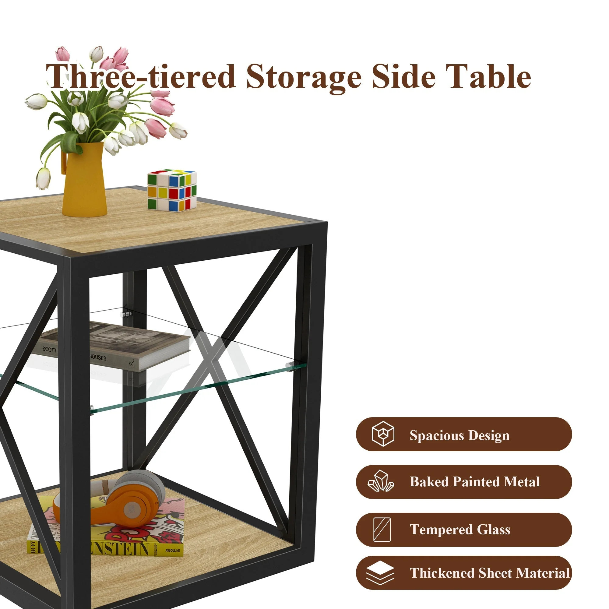 1 Piece Modern End Table Nightstand for Bedroom & Living Room - Image 10