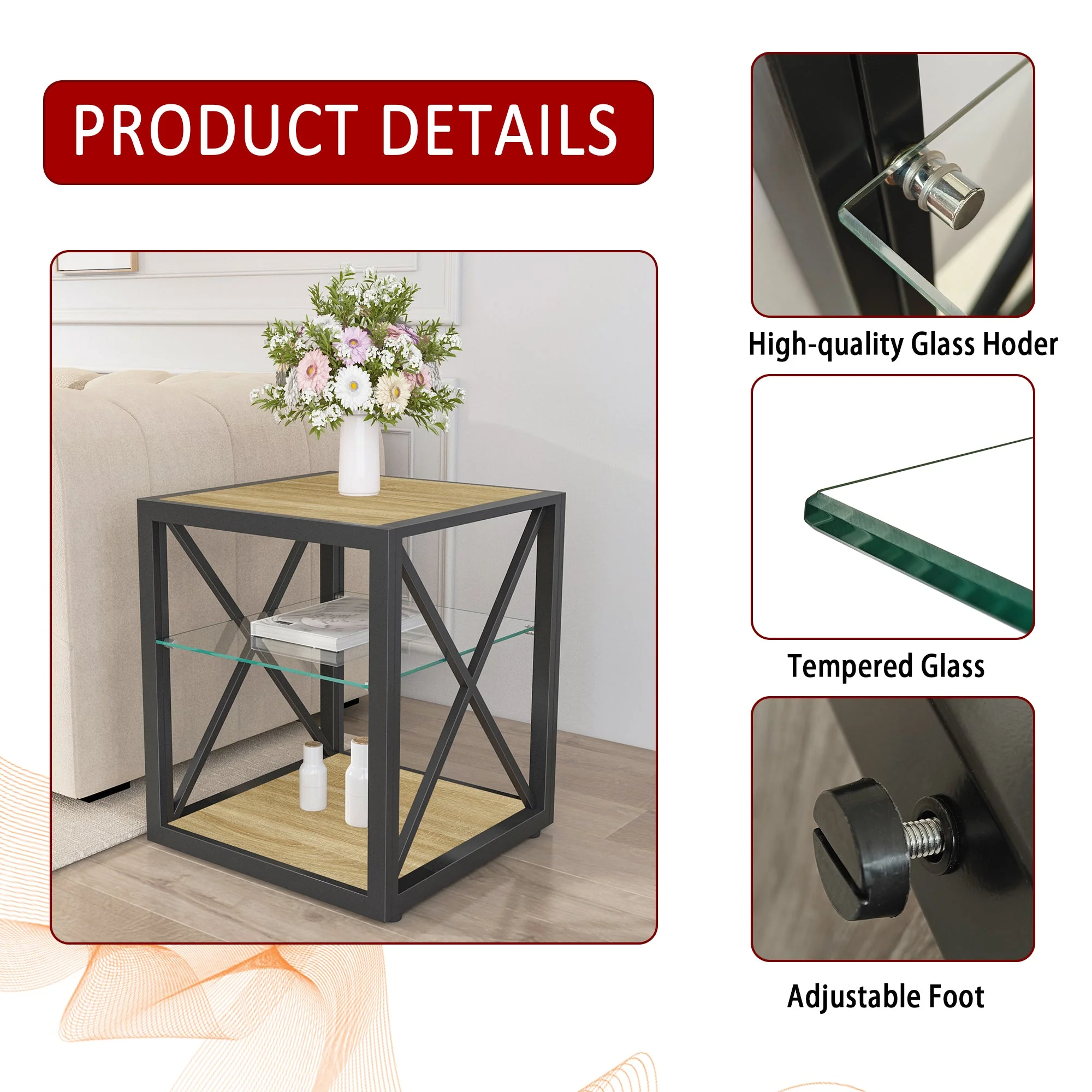 1 Piece Modern End Table Nightstand for Bedroom & Living Room - Image 9
