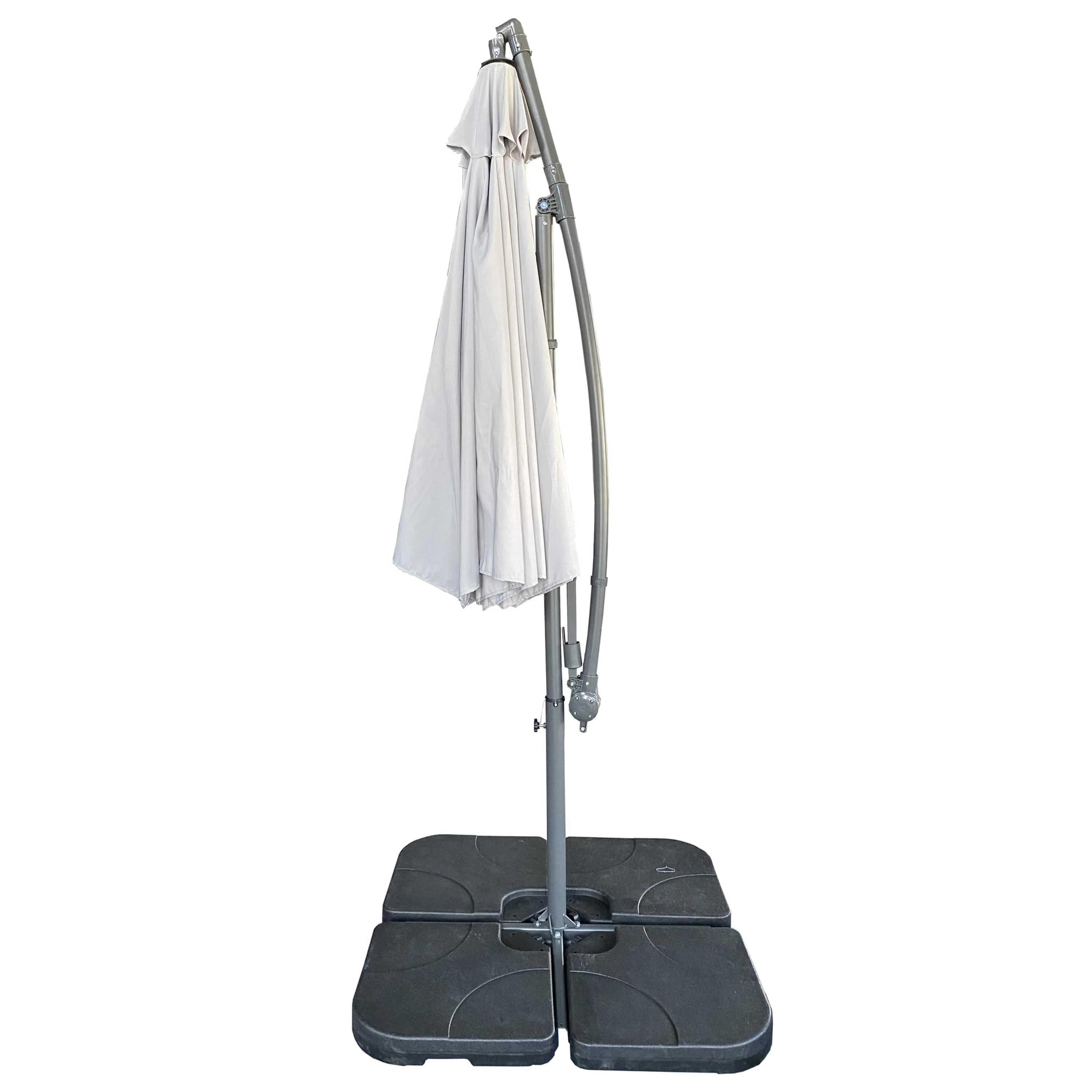 10 ft Offset Cantilever Patio Umbrella with Crank Gray - Image 4