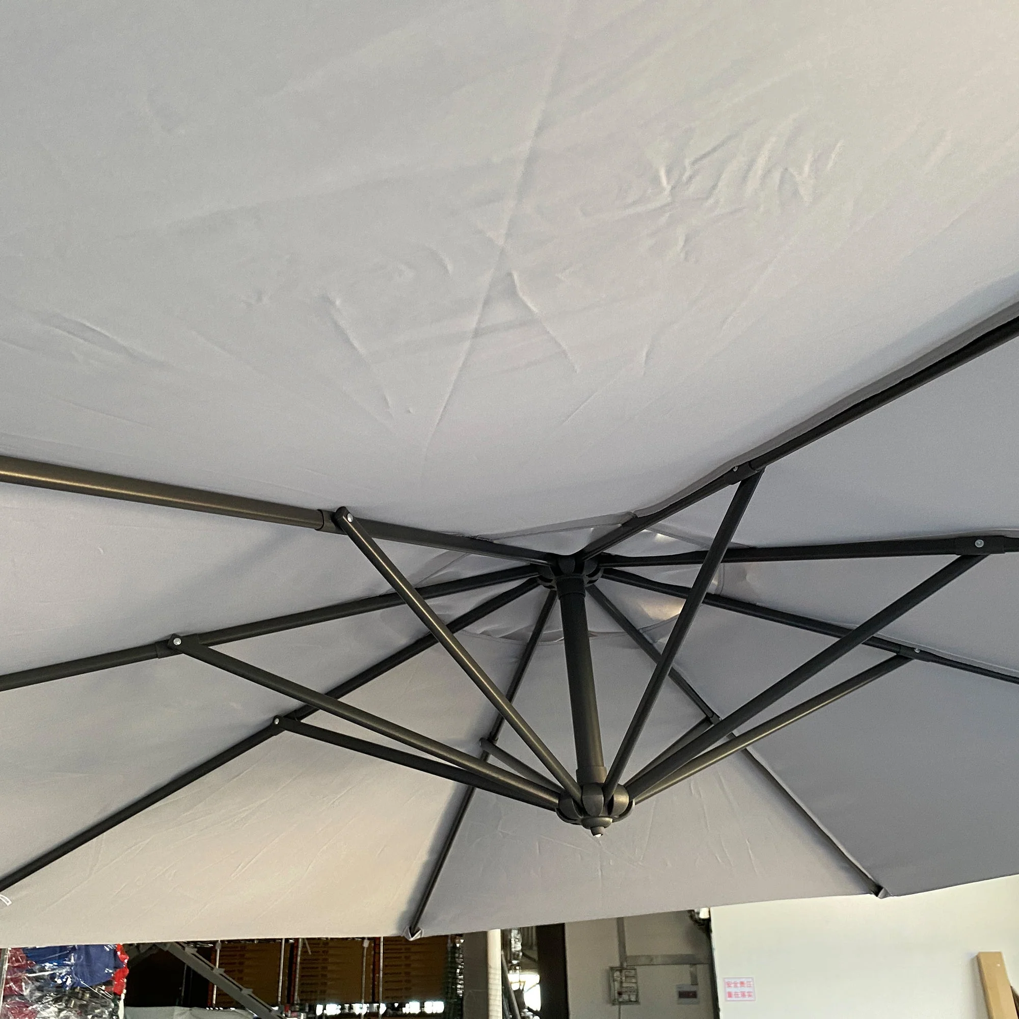 10 ft Offset Cantilever Patio Umbrella with Crank Gray - Image 7