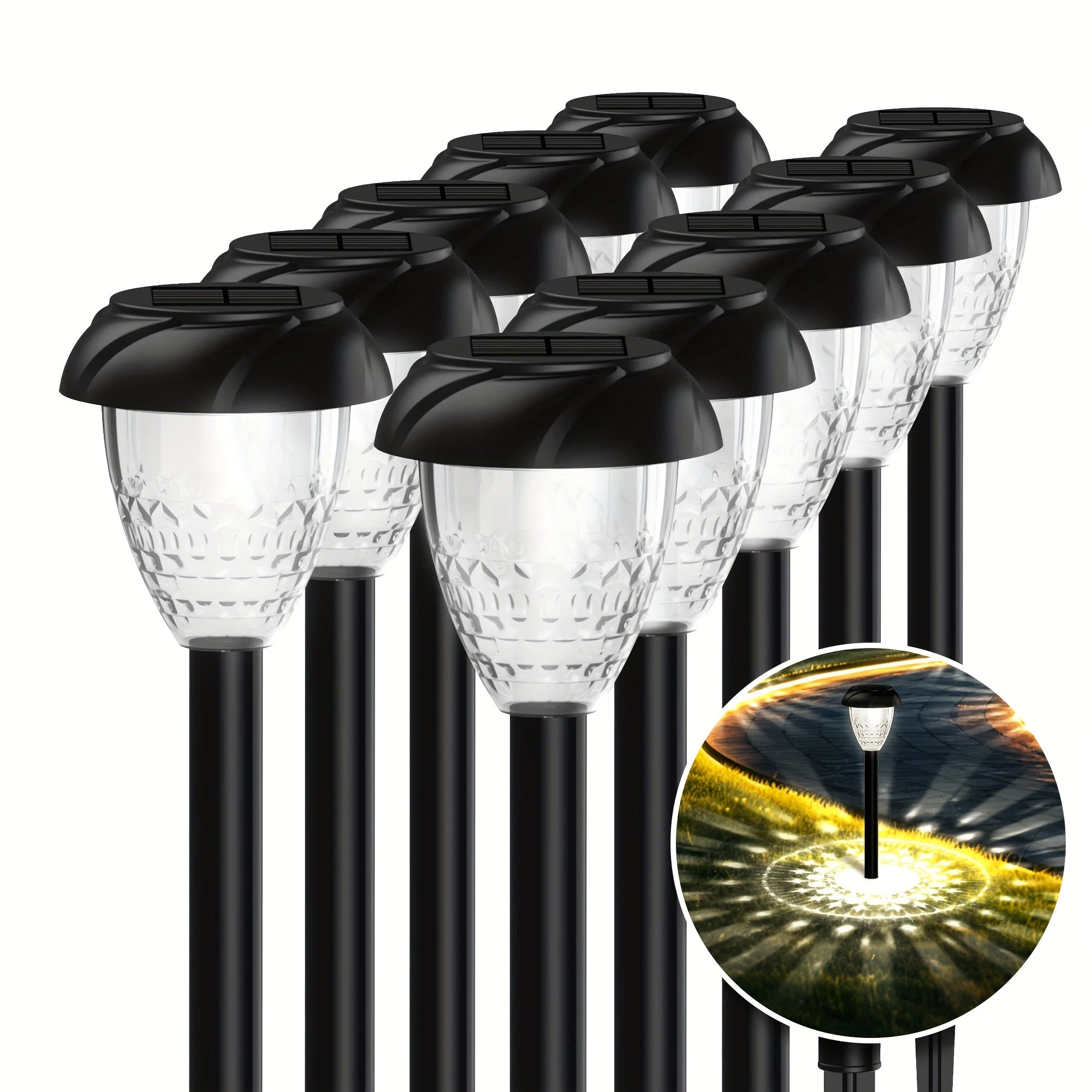10-Pack Solar Pathway Lights – Bright White LED, Auto On/Off, Mandala Pattern Moktan Sabai - Image 8