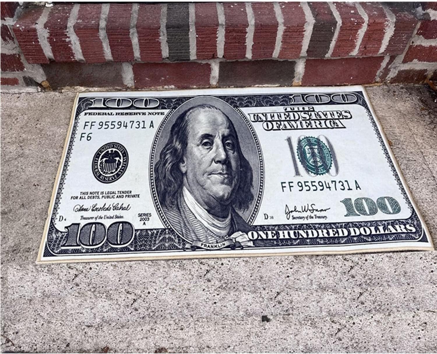 100 Dollar Bill Area Rug Mat 22 x 53 - Image 2