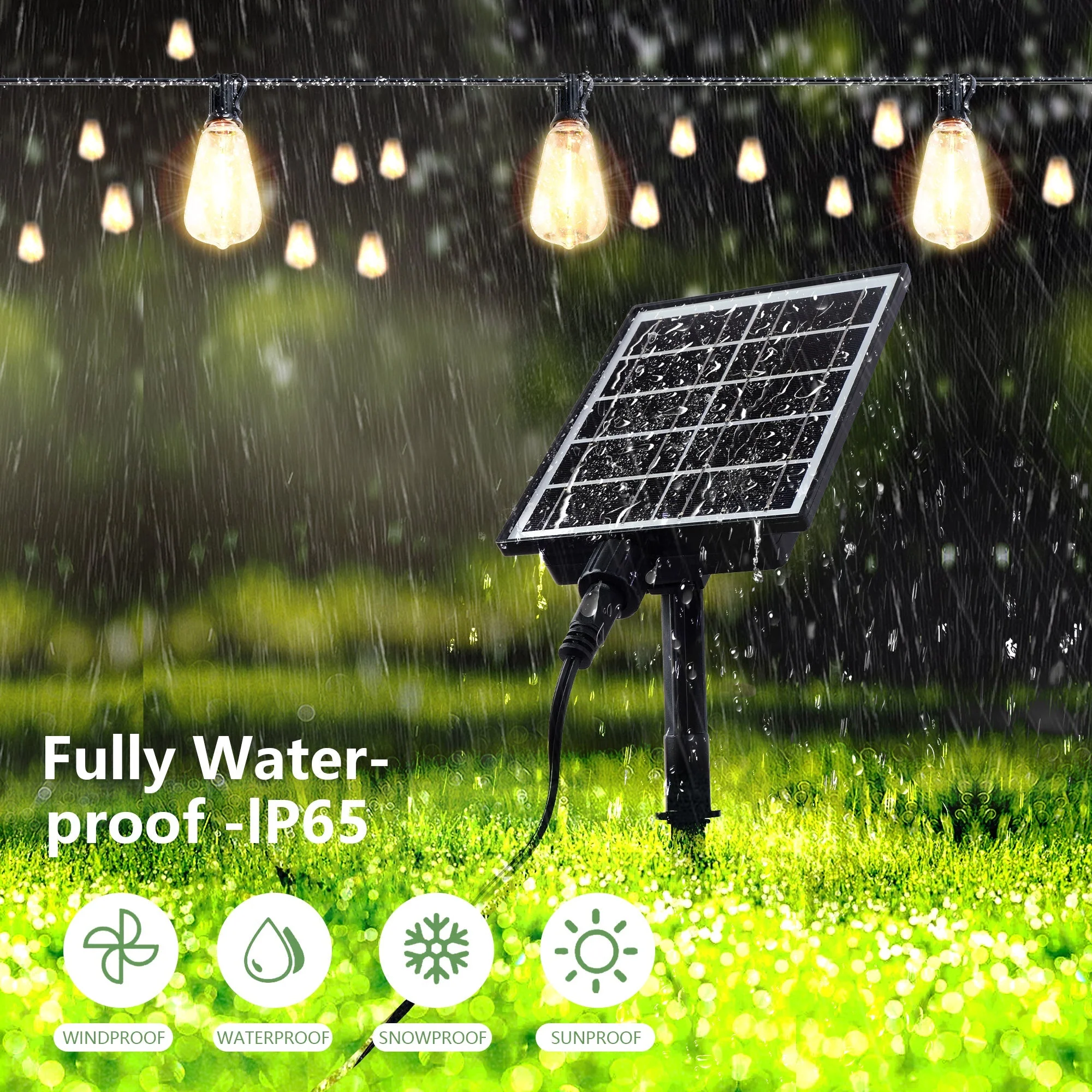 100 FT Solar String Lights Waterproof with Remote & USB Port - Image 3
