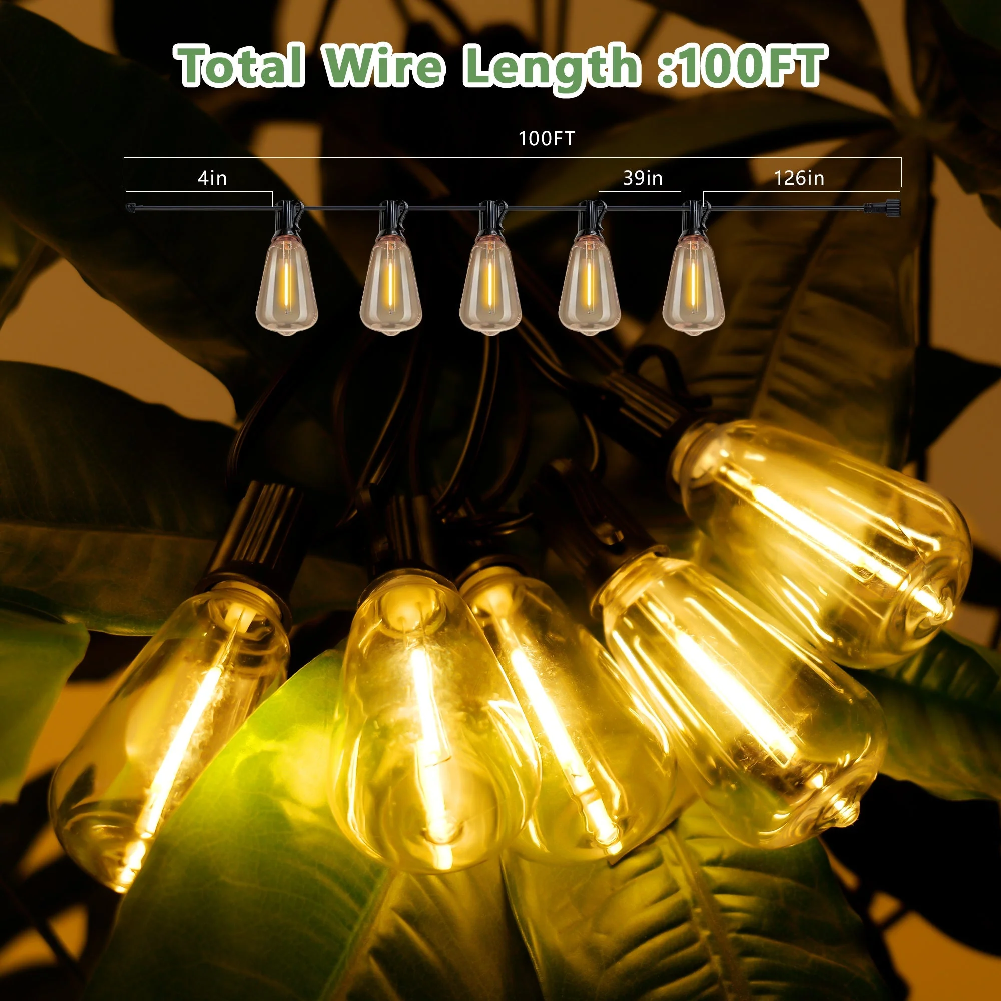 100 FT Solar String Lights Waterproof with Remote & USB Port - Image 5