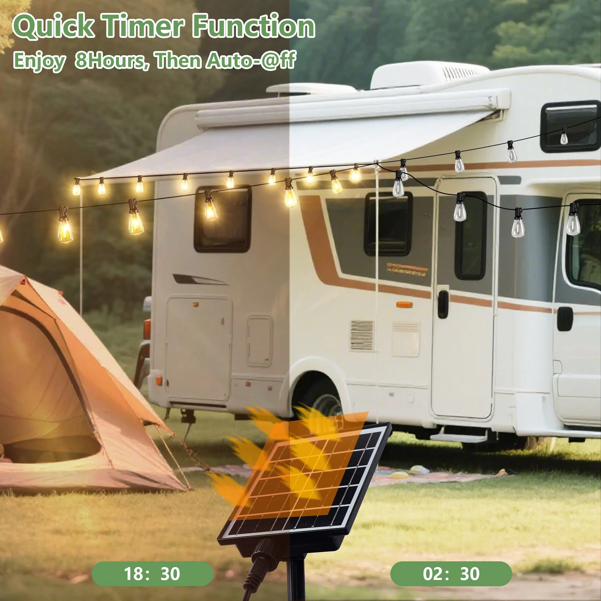 100 FT Solar String Lights Waterproof with Remote & USB Port - Image 8