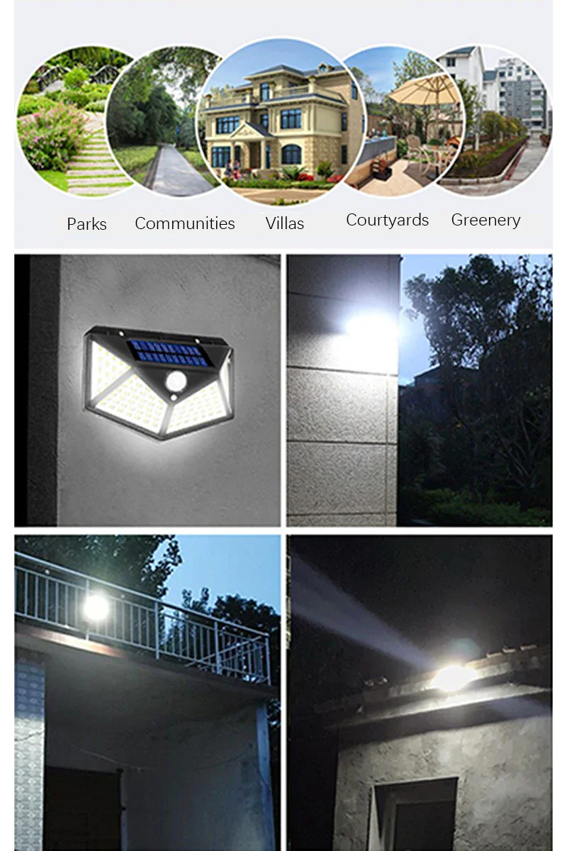 100 LED Solar Motion Sensor Light – Outdoor Waterproof Wall Lamp for Garden & Yard - Image 10