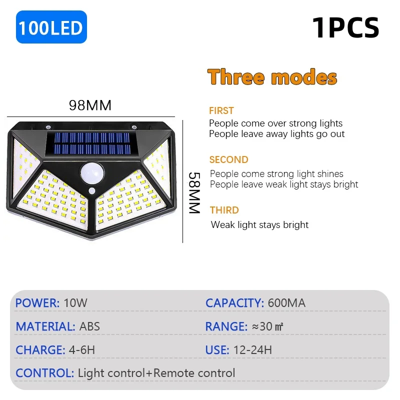 100 LED Solar Motion Sensor Light – Outdoor Waterproof Wall Lamp for Garden & Yard - Image 13