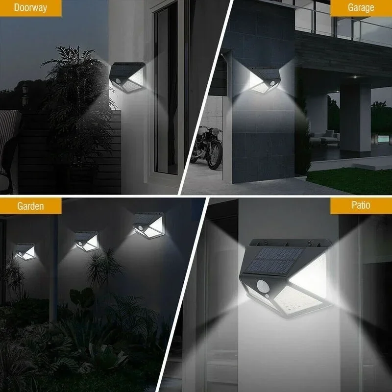 100 LED Solar Motion Sensor Wall Lights Outdoor Waterproof Garden Street Lamp - Image 7