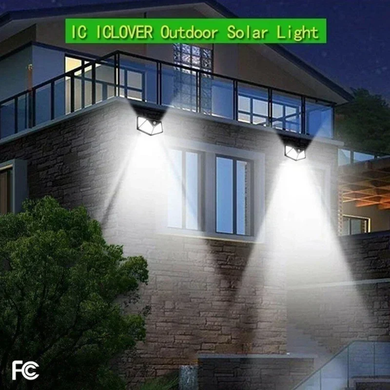 100 LED Solar Motion Sensor Wall Lights Outdoor Waterproof Garden Street Lamp - Image 8