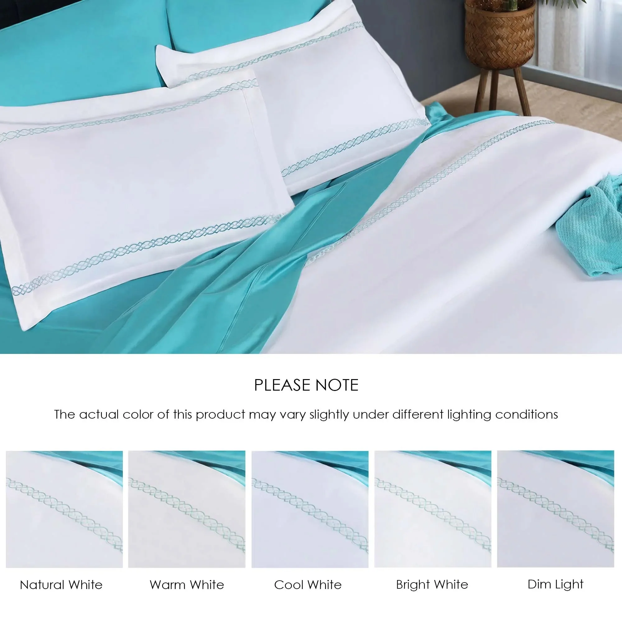 1000 Thread Count Egyptian Cotton Embroidered Duvet Cover Set - Image 12