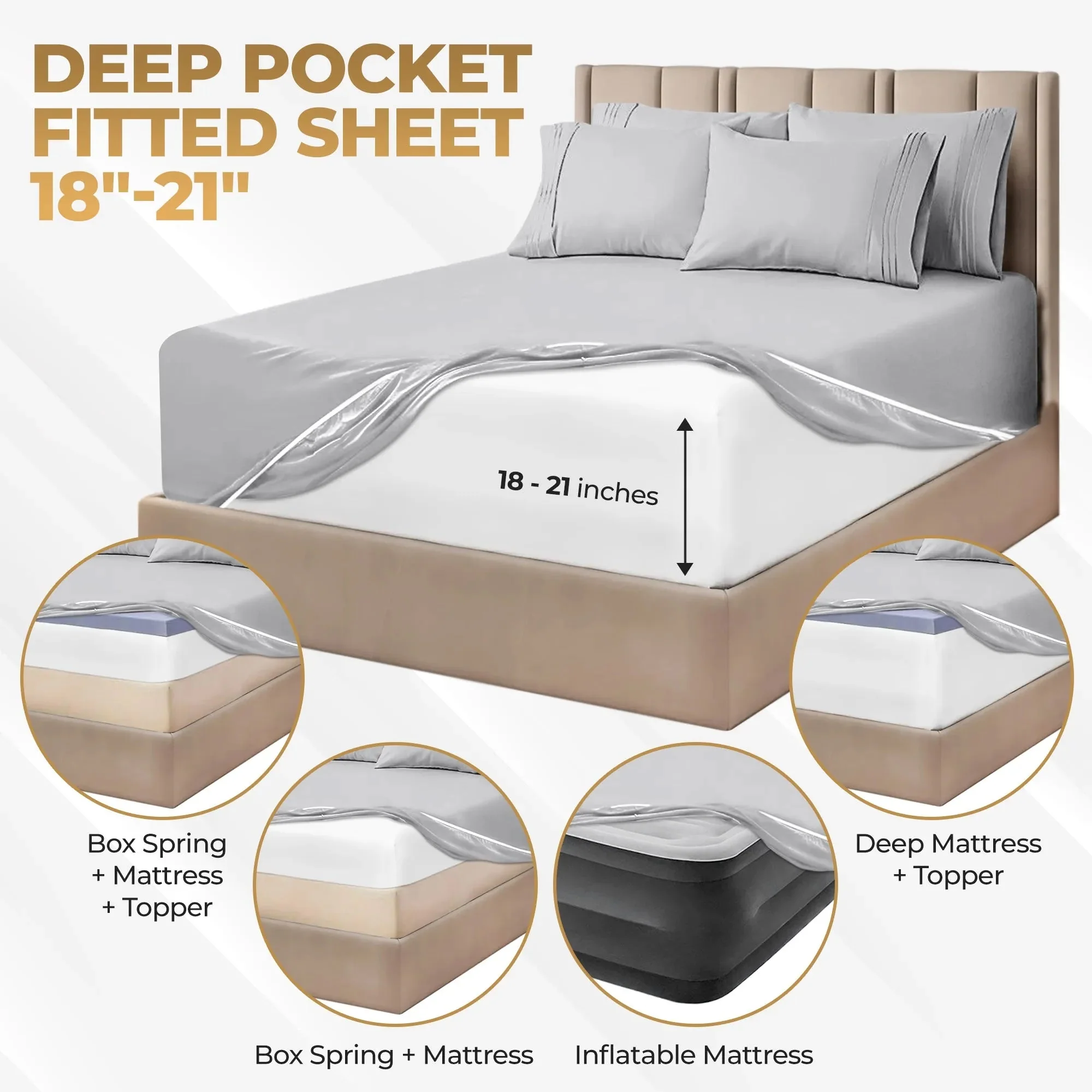 1000 Thread Count Egyptian Cotton Sateen Extra-Deep Sheet Set - Image 16