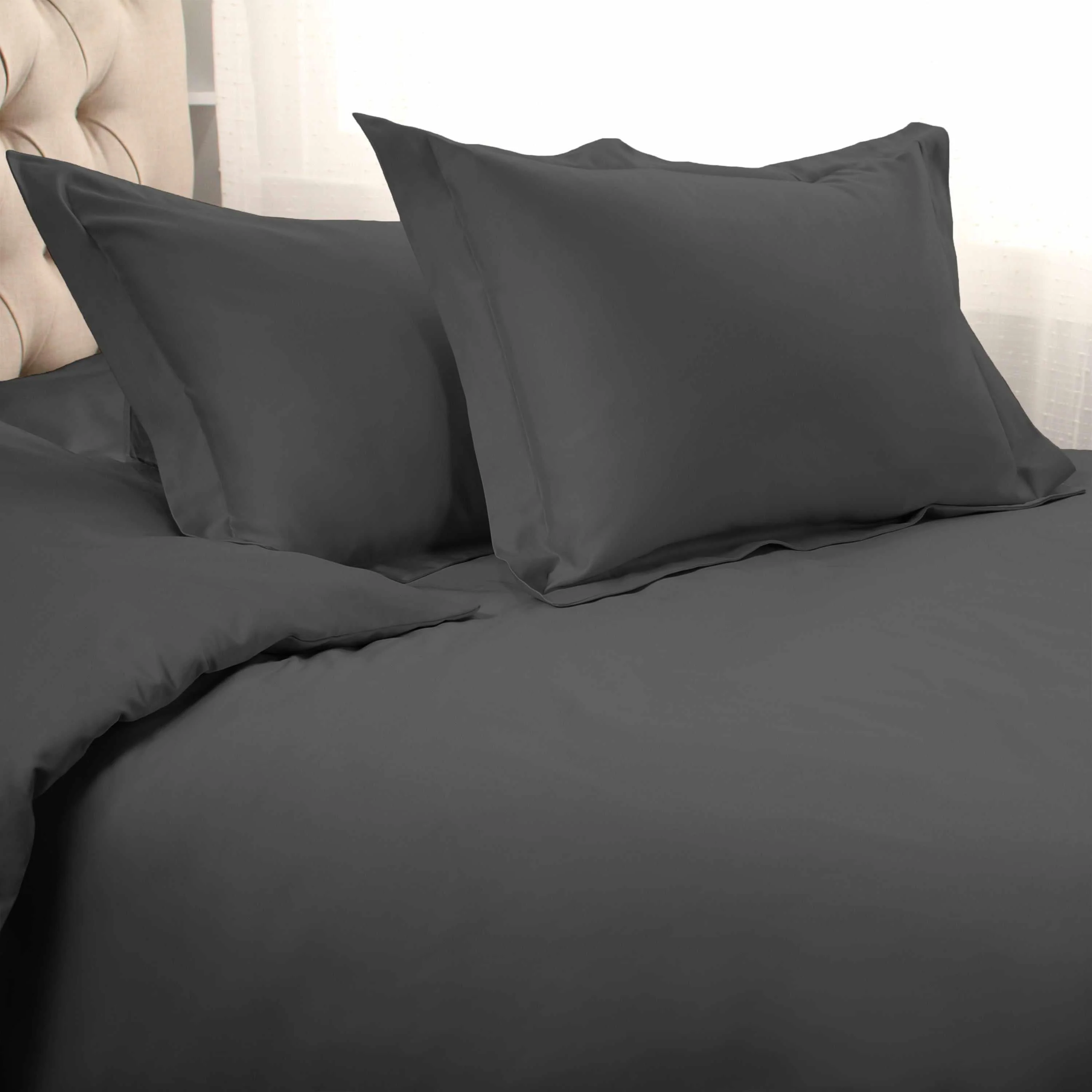 1000 Thread Count Egyptian Cotton Solid Duvet Cover Set - Image 10