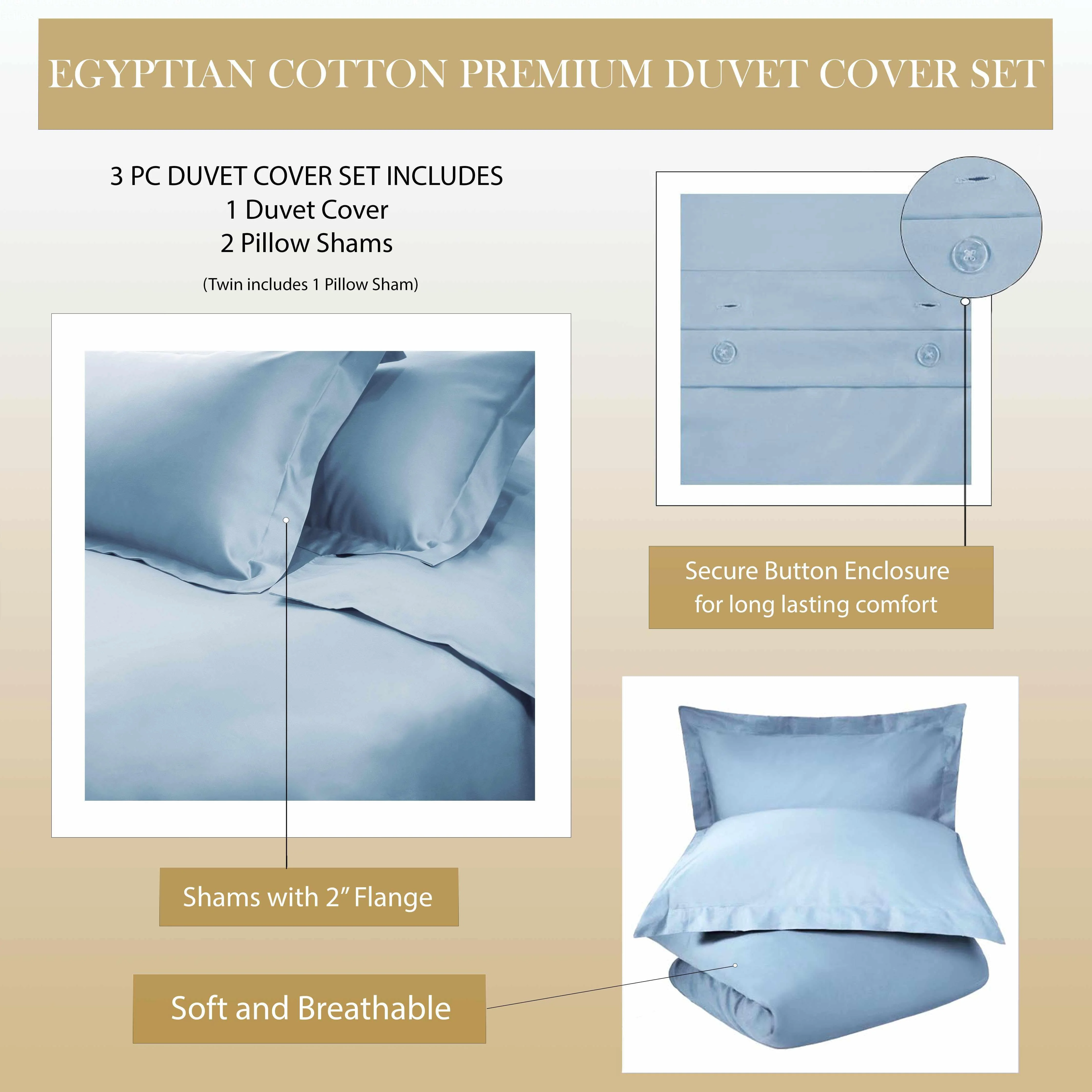 1000 Thread Count Egyptian Cotton Solid Duvet Cover Set - Image 19