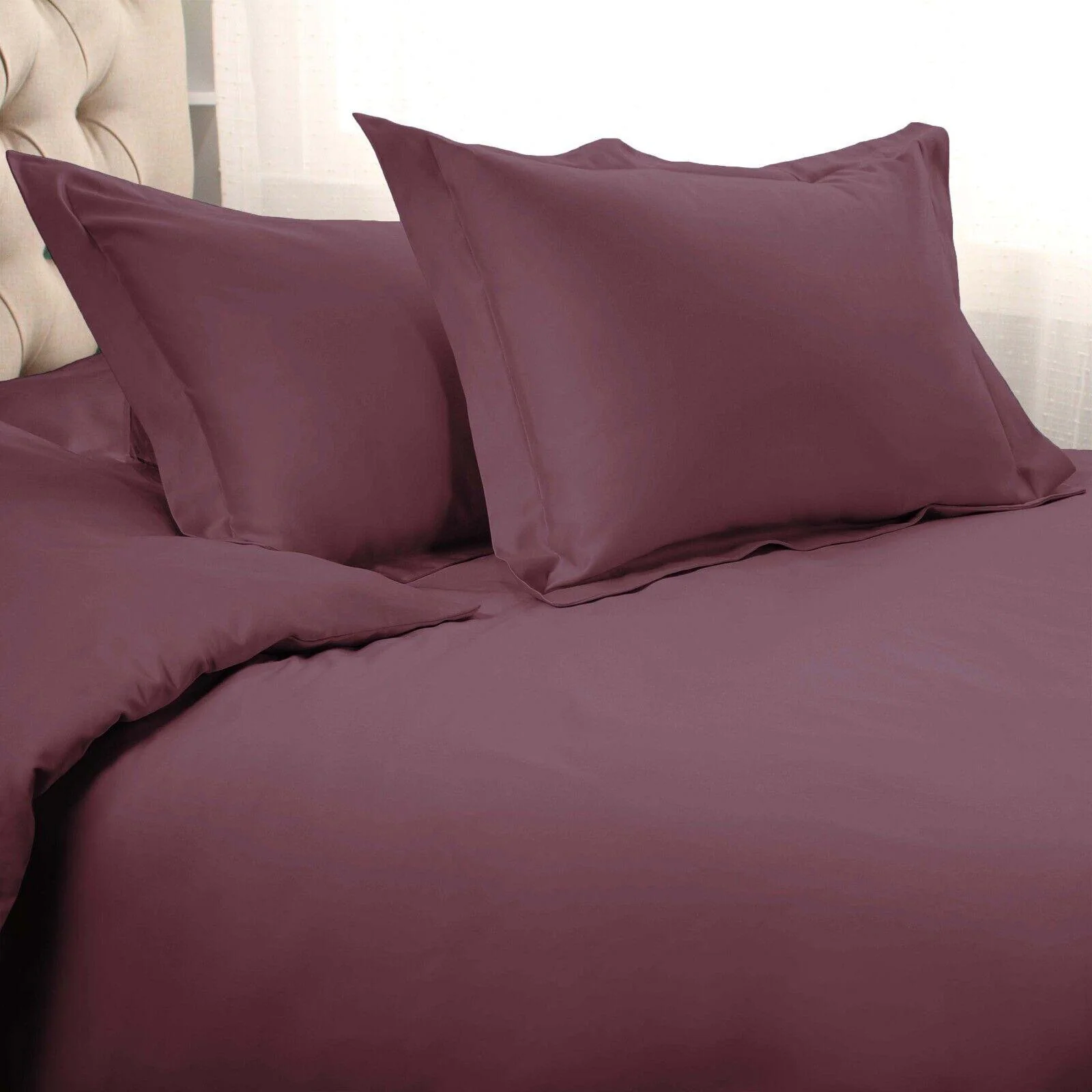 1000 Thread Count Egyptian Cotton Solid Duvet Cover Set - Image 6
