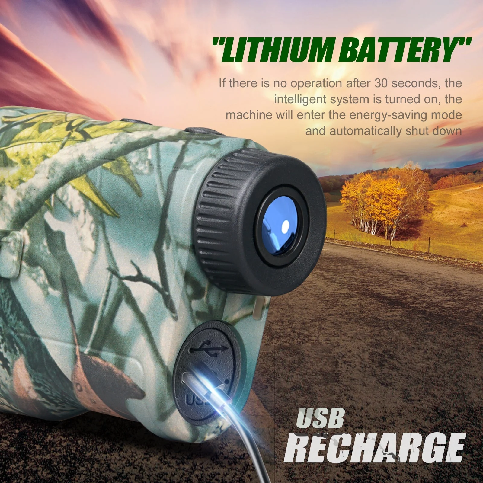 1000 Yard Laser Rangefinder Hunting Golf Range Finder 6.5X Rechargeable - Image 2