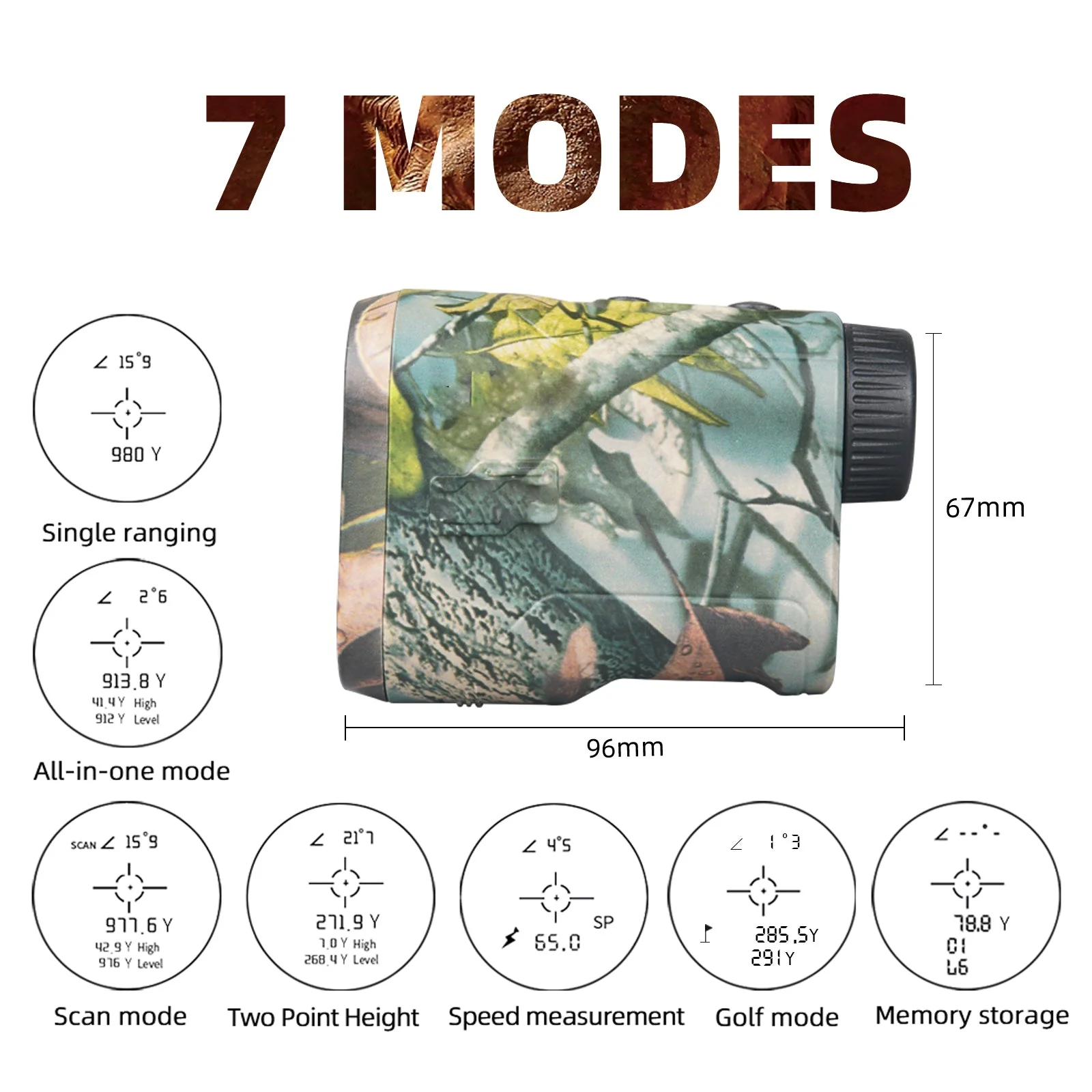 1000 Yard Laser Rangefinder Hunting Golf Range Finder 6.5X Rechargeable - Image 3