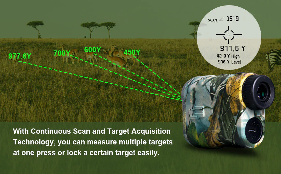 1000 Yard Laser Rangefinder Hunting Golf Range Finder 6.5X Rechargeable - Image 6