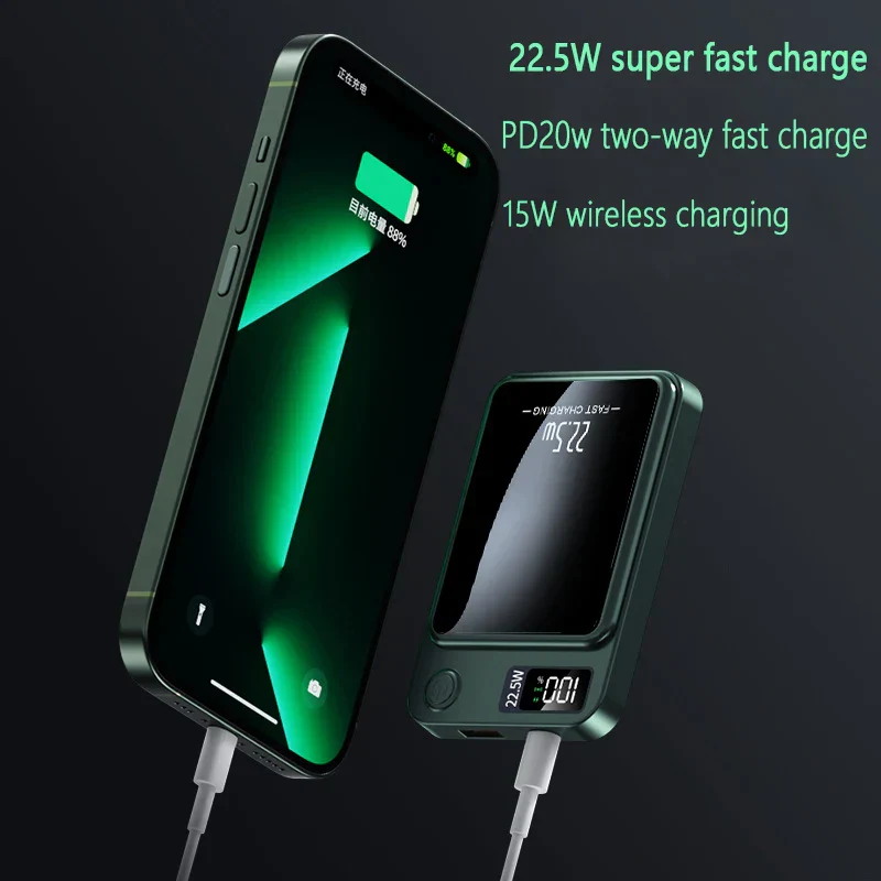100000mAh Magnetic Wireless Power Bank 22.5W Fast Charging for iPhone & Samsung - Image 4