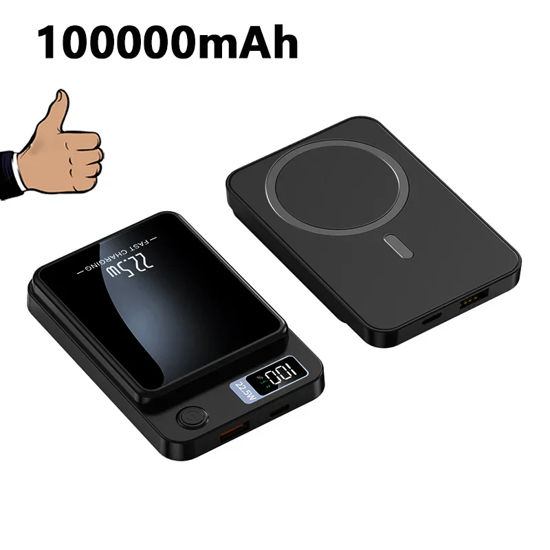 100000mAh Magnetic Wireless Power Bank 22.5W Fast Charging for iPhone & Samsung - Image 7
