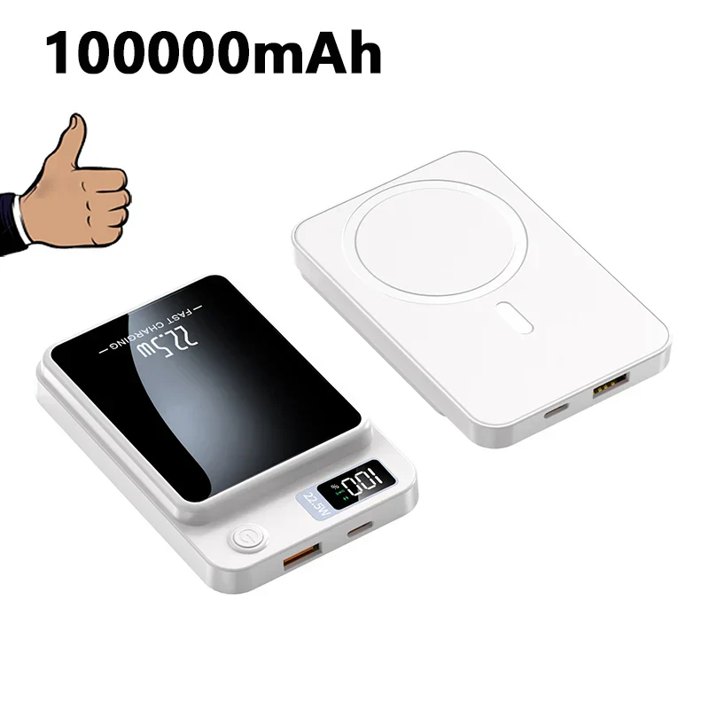 100000mAh Magnetic Wireless Power Bank 22.5W Fast Charging for iPhone & Samsung - Image 8