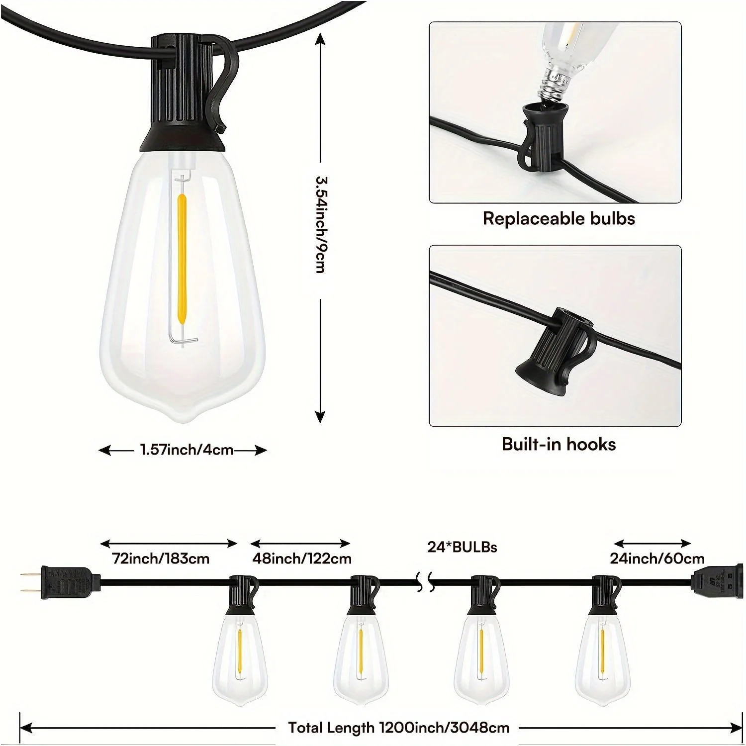 100FT Solar String Lights Outdoor – Waterproof LED Globe Lights for Patio & Garden - Image 3