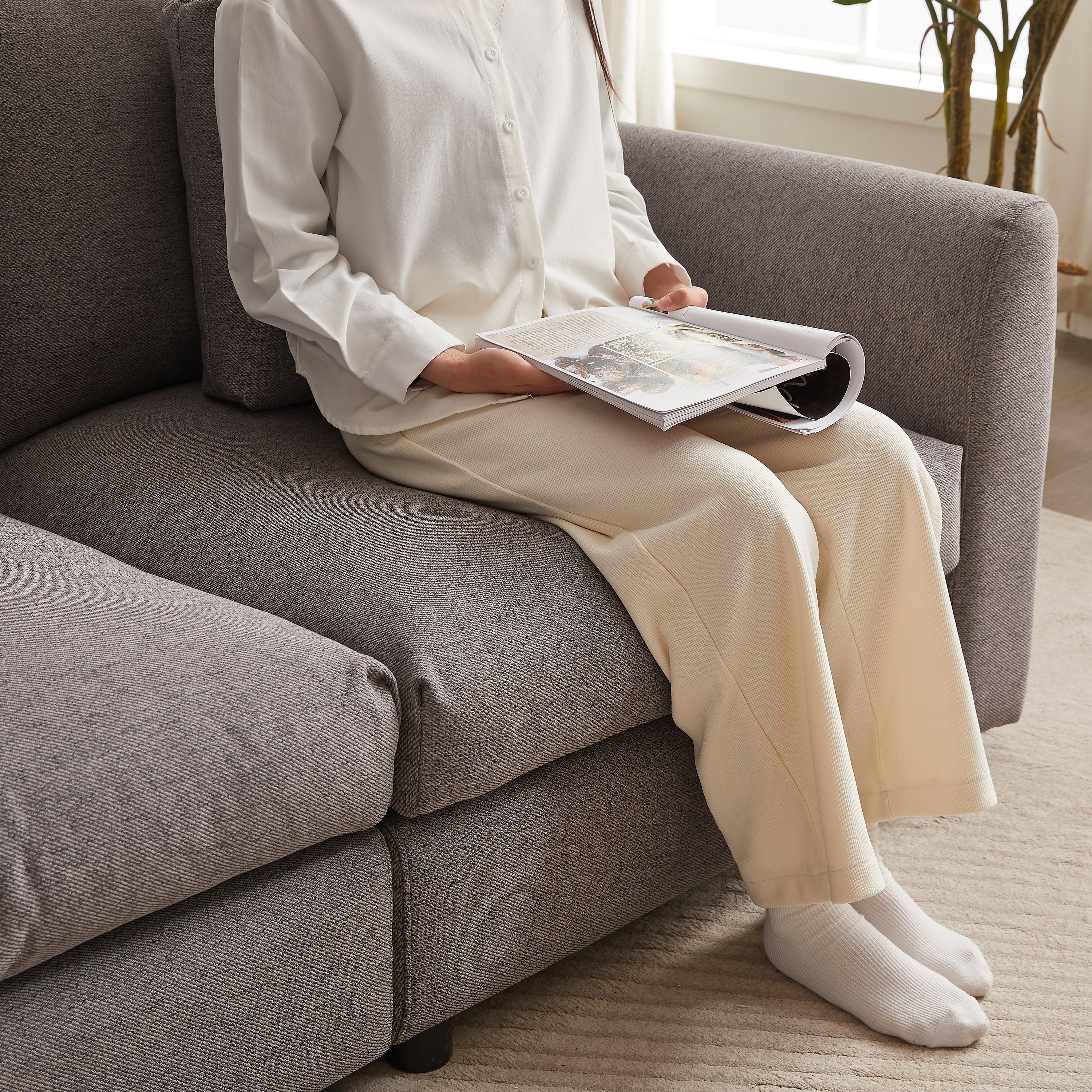 102.2 Inch Combination Modular Sofa with Ottoman Grey - Image 10