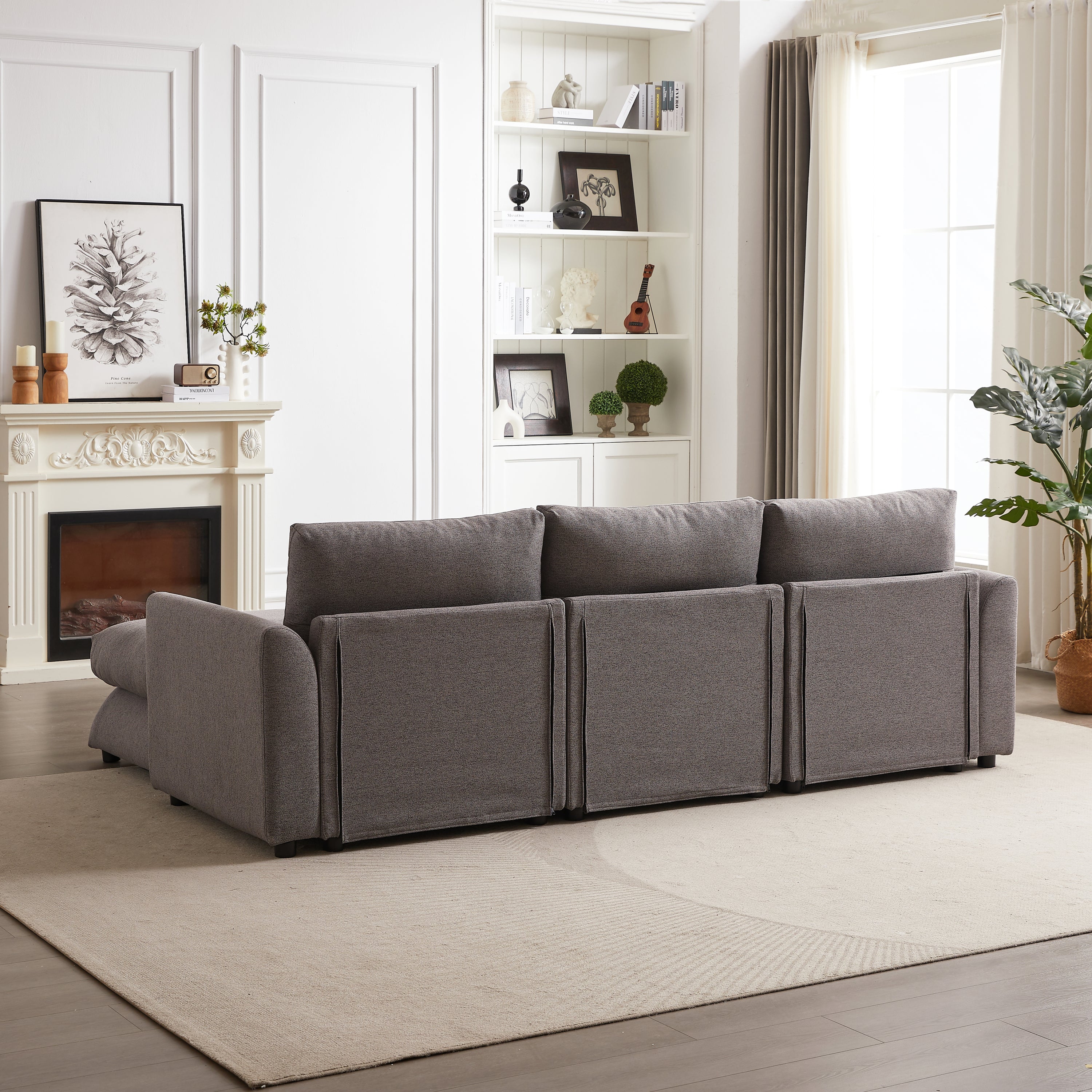 102.2 Inch Combination Modular Sofa with Ottoman Grey - Image 8