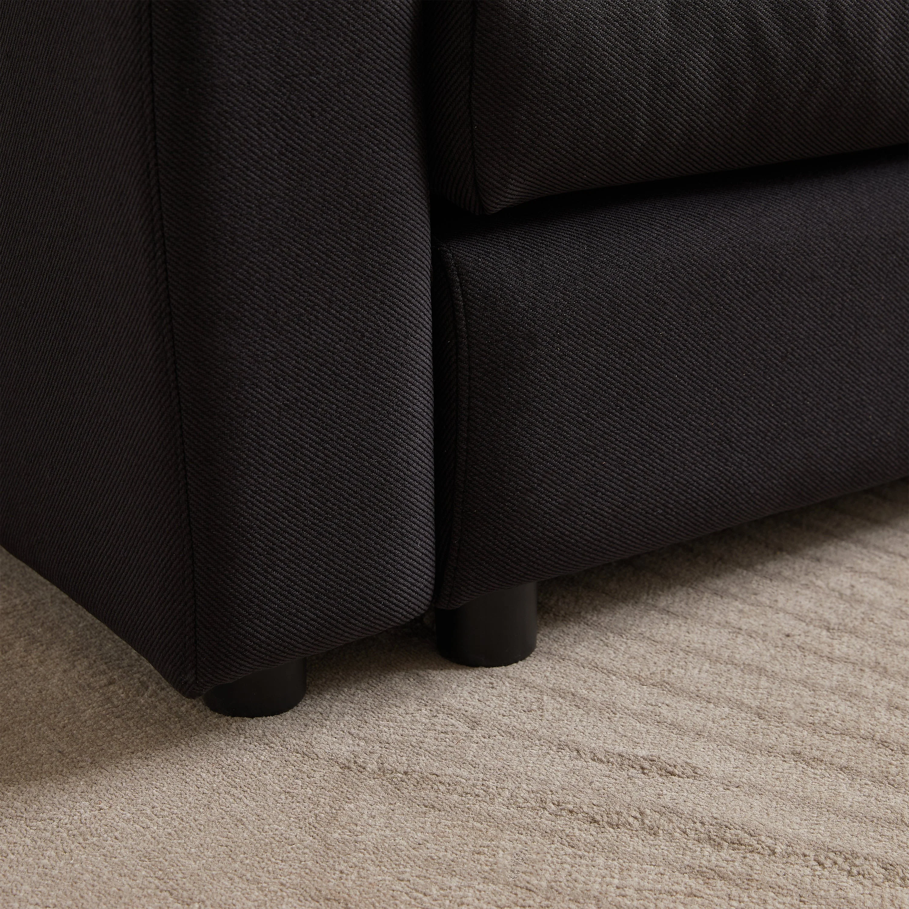 102.2 Inch Combination Sofa Modular Sofa with Ottoman Black - Image 13