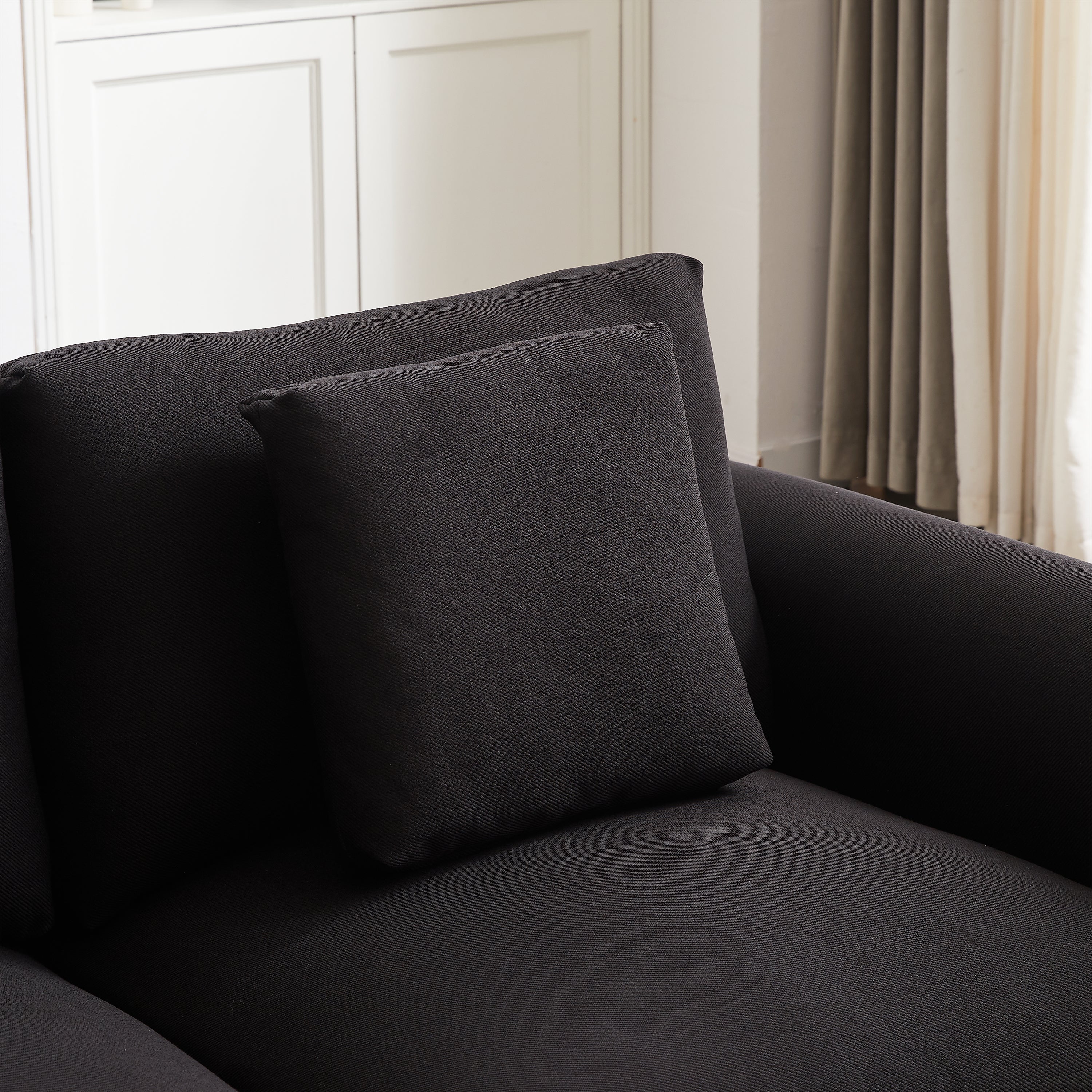 102.2 Inch Combination Sofa Modular Sofa with Ottoman Black - Image 15