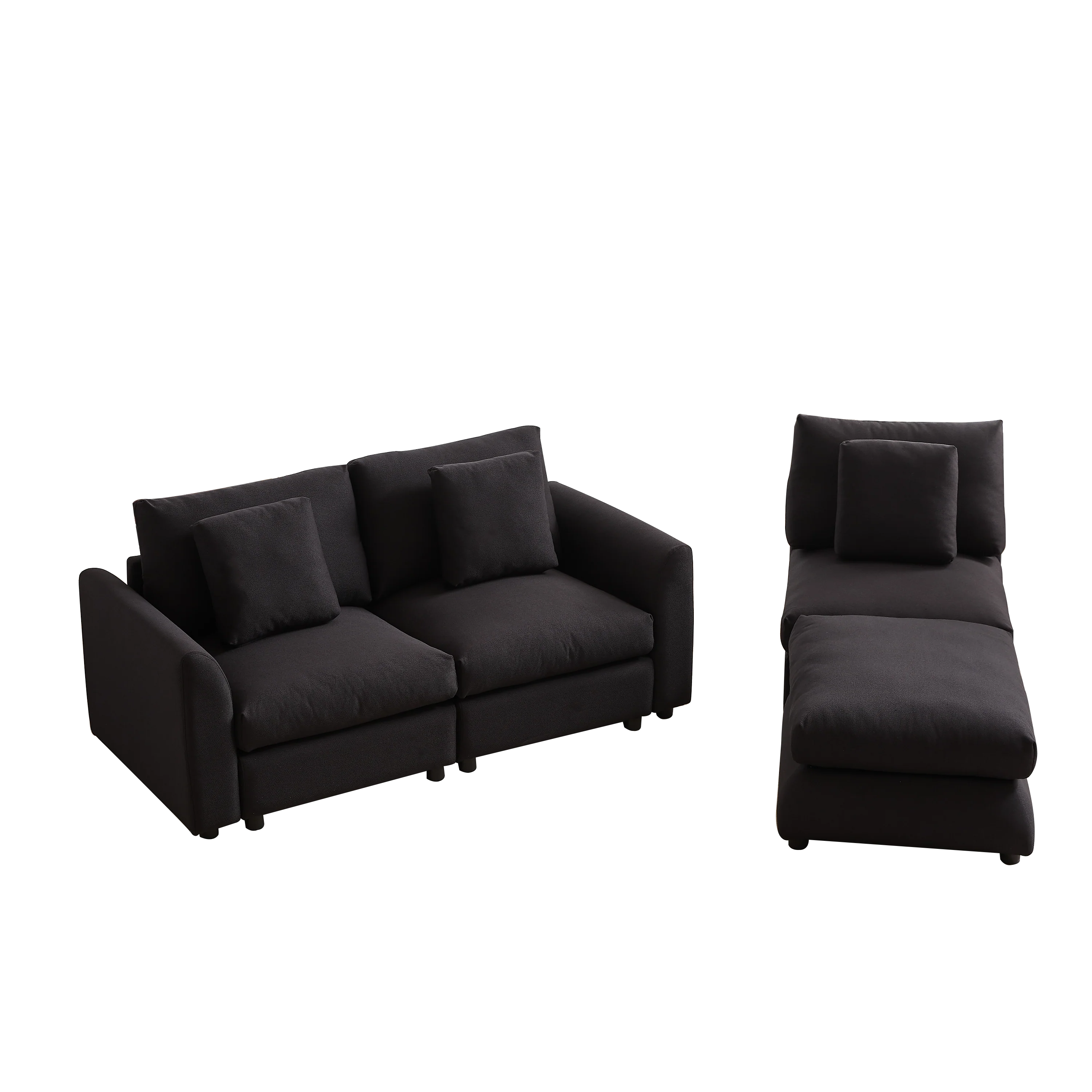 102.2 Inch Combination Sofa Modular Sofa with Ottoman Black - Image 16