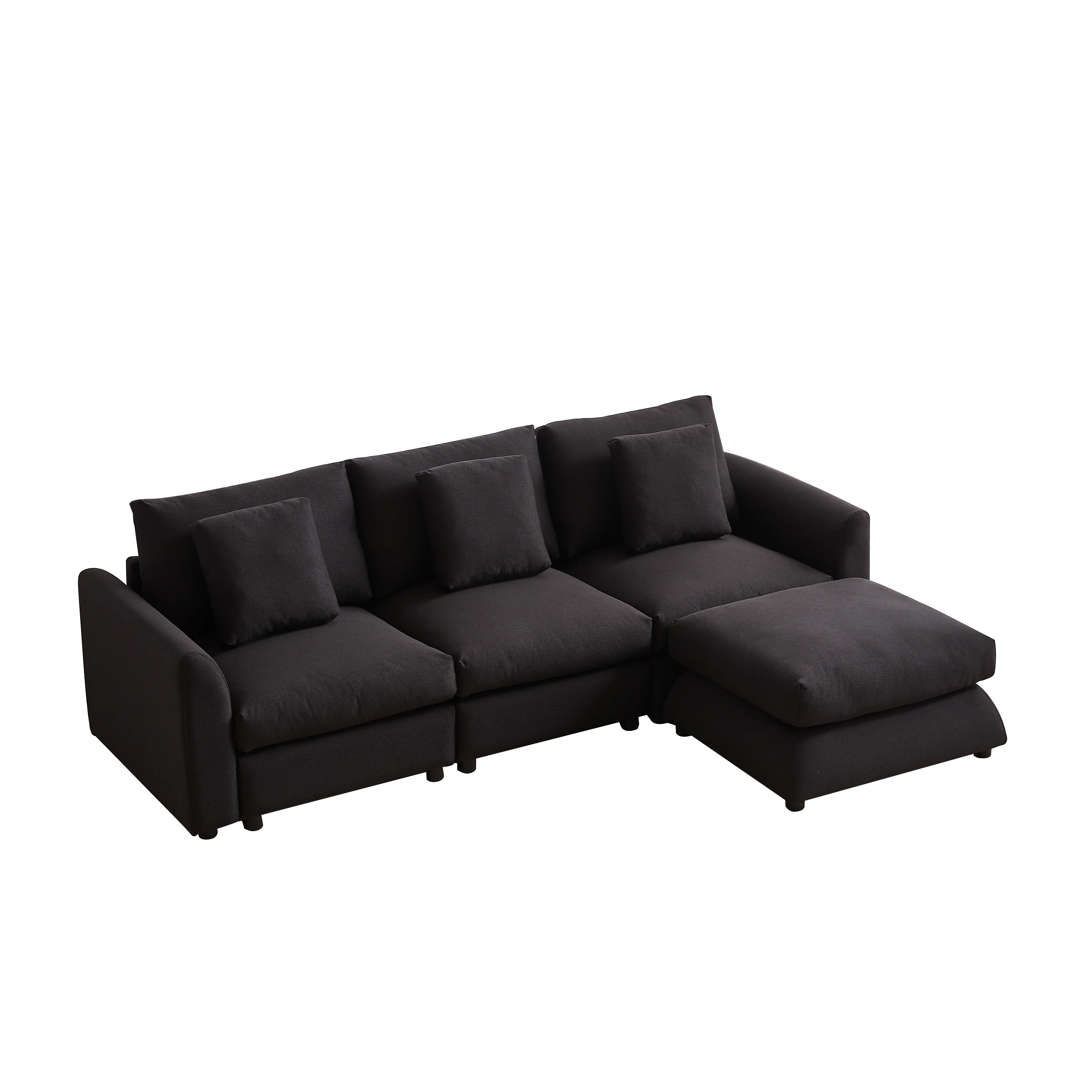 102.2 Inch Combination Sofa Modular Sofa with Ottoman Black - Image 17