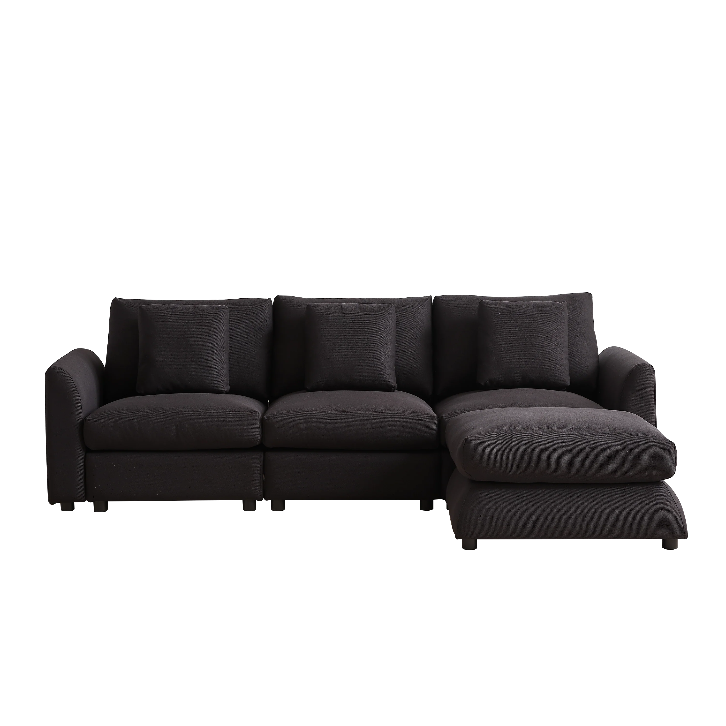 102.2 Inch Combination Sofa Modular Sofa with Ottoman Black - Image 18