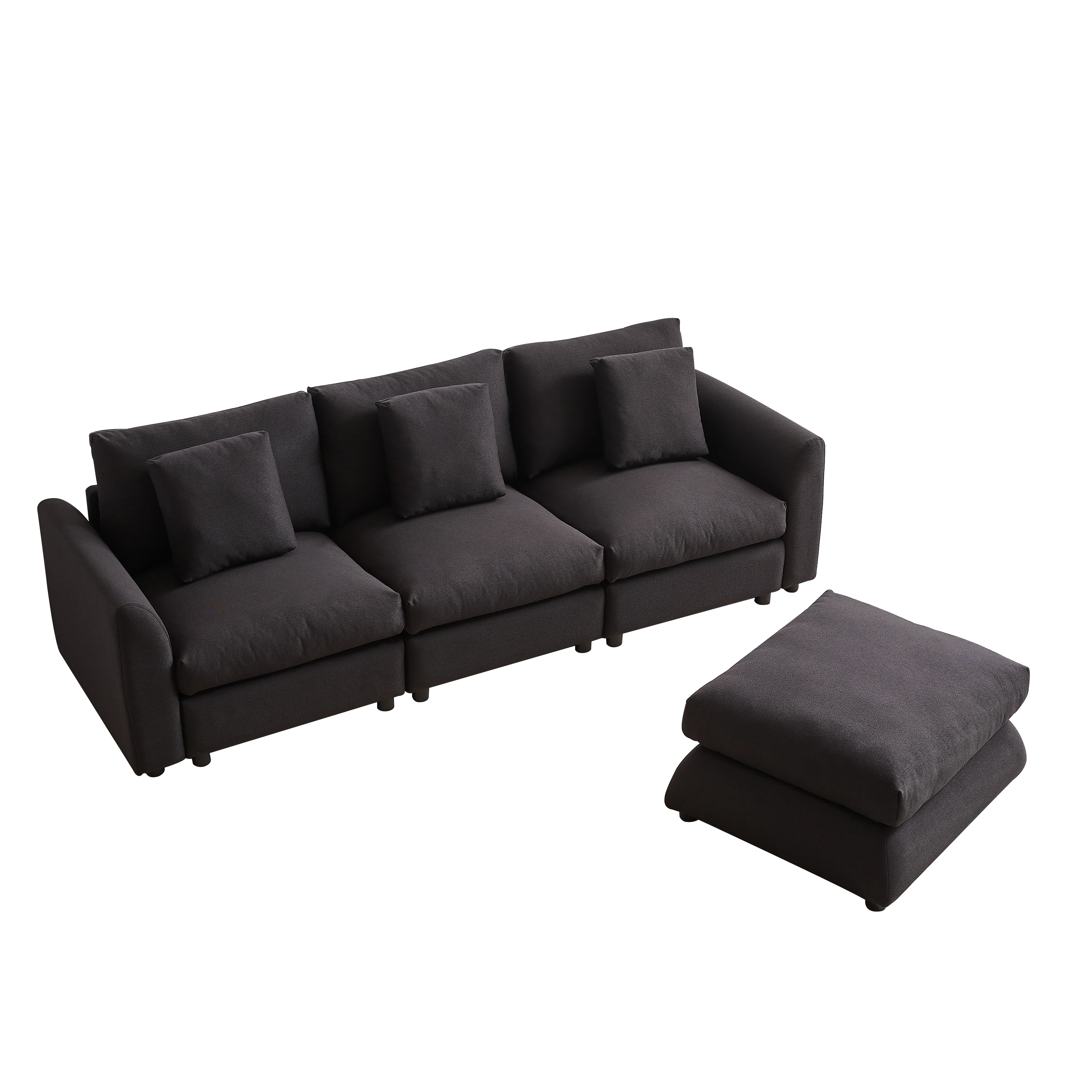 102.2 Inch Combination Sofa Modular Sofa with Ottoman Black - Image 19