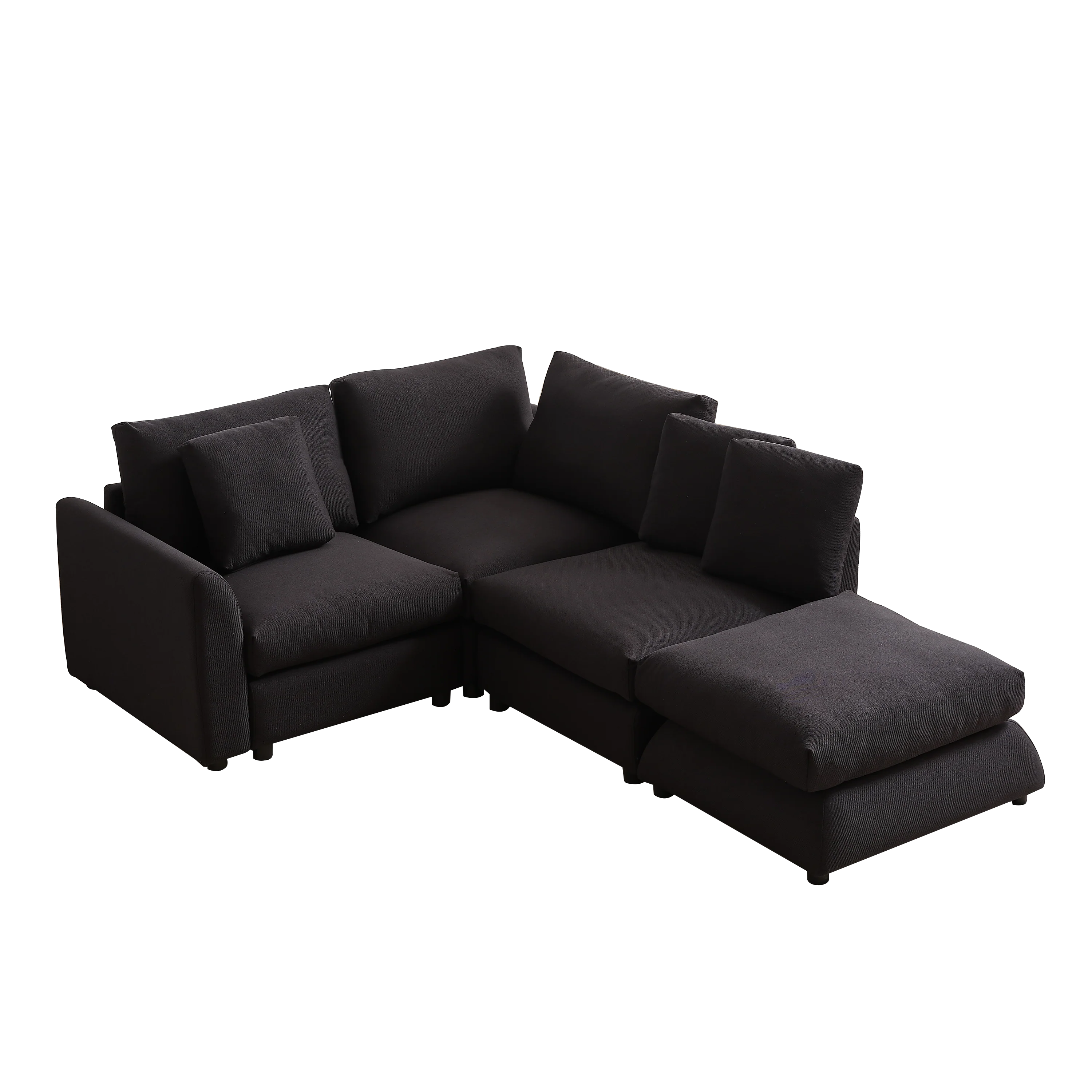102.2 Inch Combination Sofa Modular Sofa with Ottoman Black - Image 20