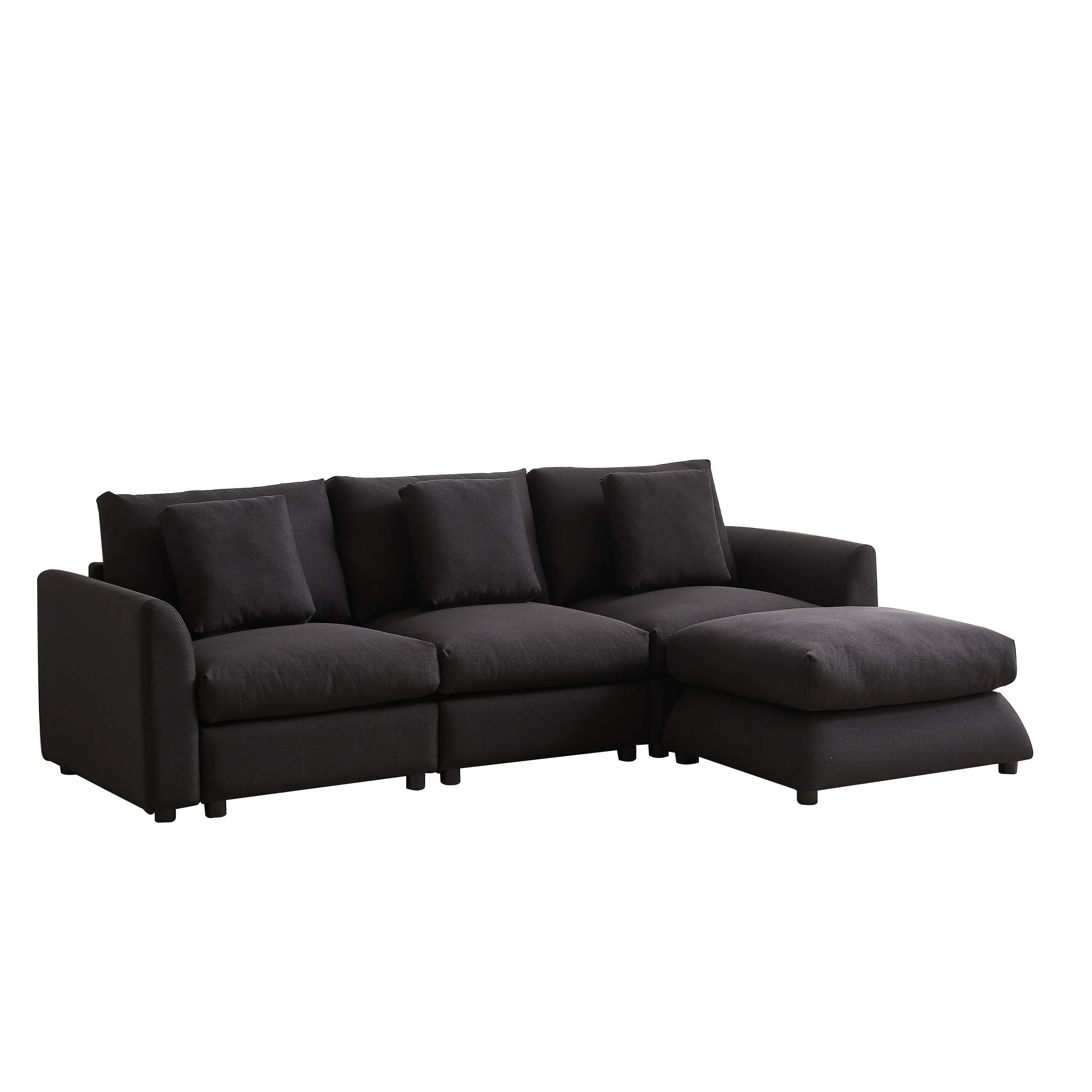 102.2 Inch Combination Sofa Modular Sofa with Ottoman Black - Image 21
