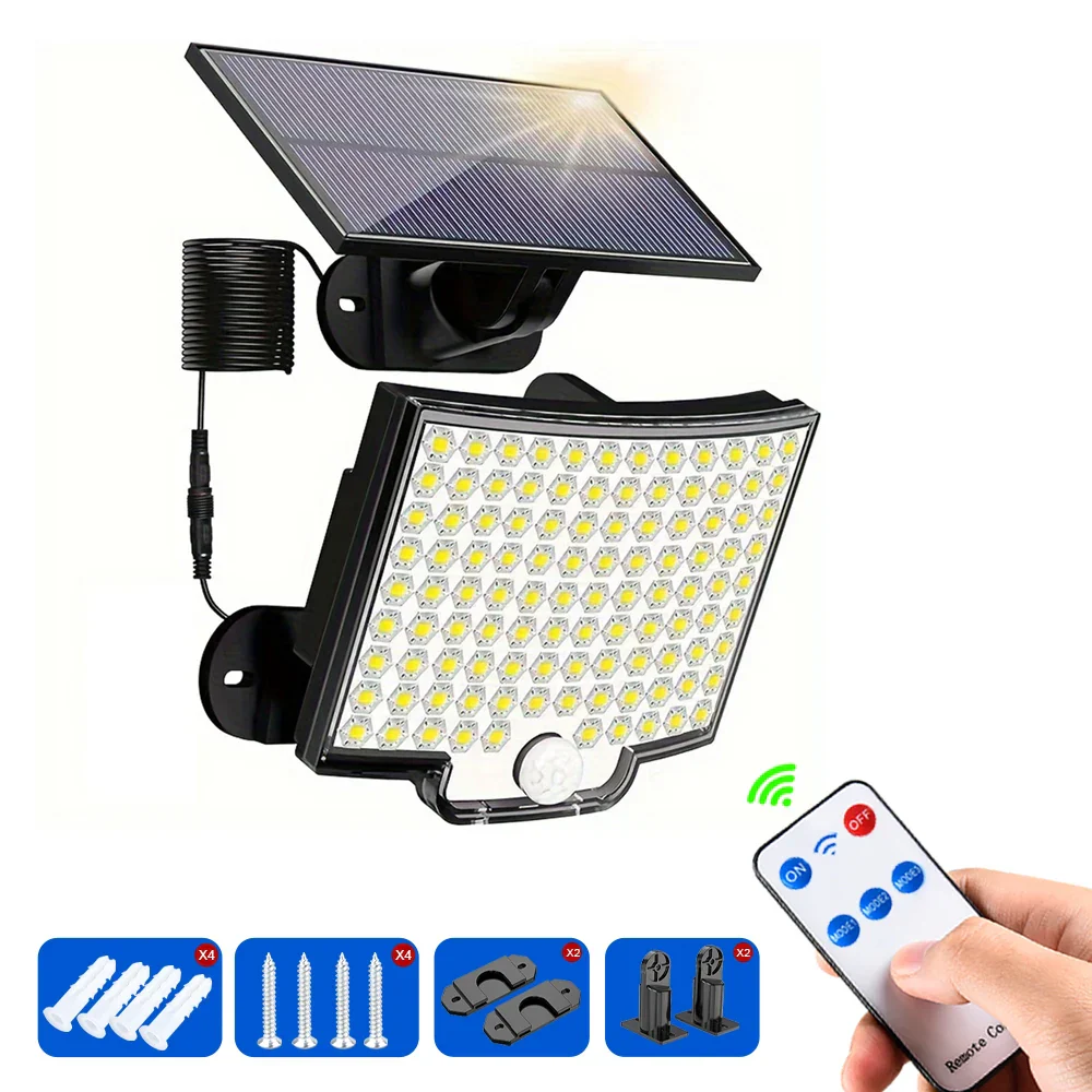 106LED Solar Motion Sensor Outdoor Light Waterproof Security Wall Flood Lamp - Image 2