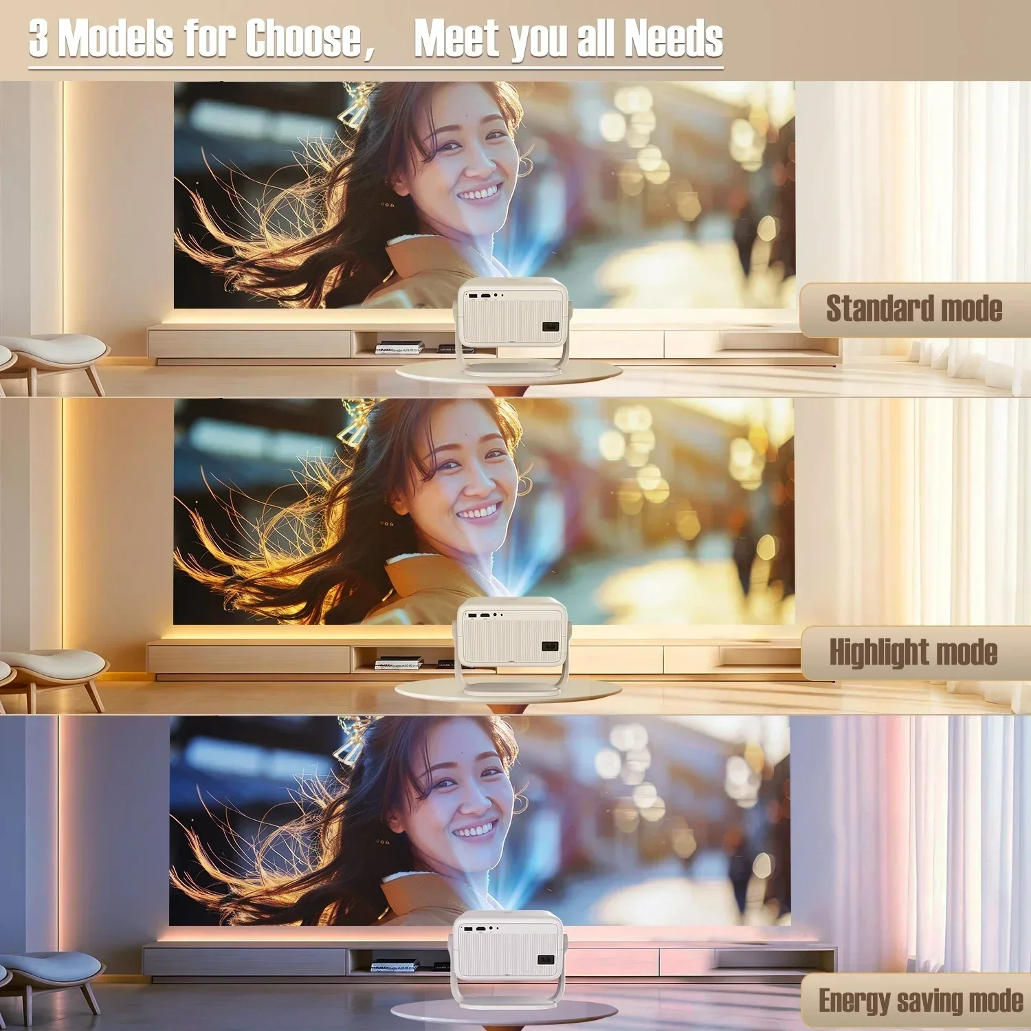 1080P 4K Projector 650ANSI Android 11 Auto Focus WiFi6 BT5.2 Portable Outdoor - Image 3