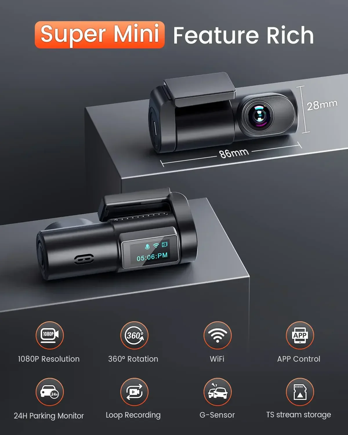 1080P Dash Cam Mini Car DVR Night Vision 24H Parking Monitor Auto Recording - Image 3