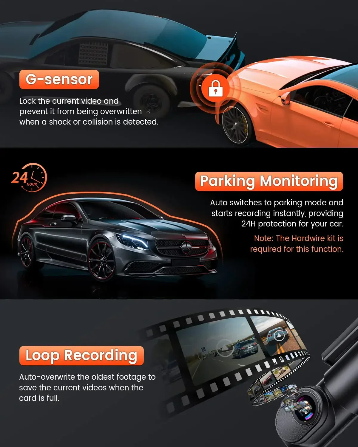 1080P Dash Cam Mini Car DVR Night Vision 24H Parking Monitor Auto Recording - Image 6