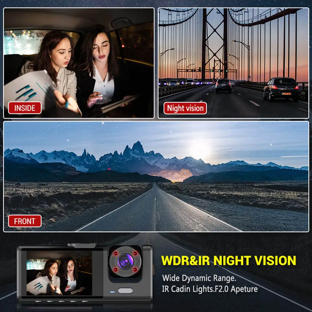 1080P Dash Cam with IR Night Vision and 3-Channel Recording - Image 5