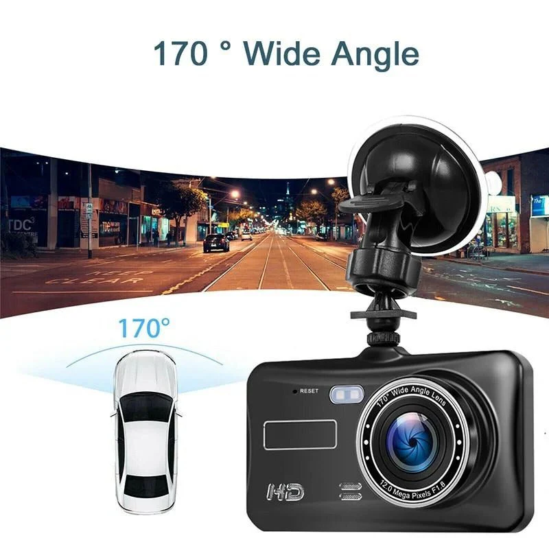 1080P Dual Dash Cam Front & Rear Camera 4" LCD Wide Angle Car DVR - Image 4