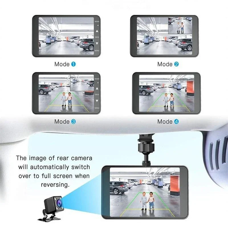 1080P Dual Dash Cam Front & Rear Camera 4" LCD Wide Angle Car DVR - Image 5