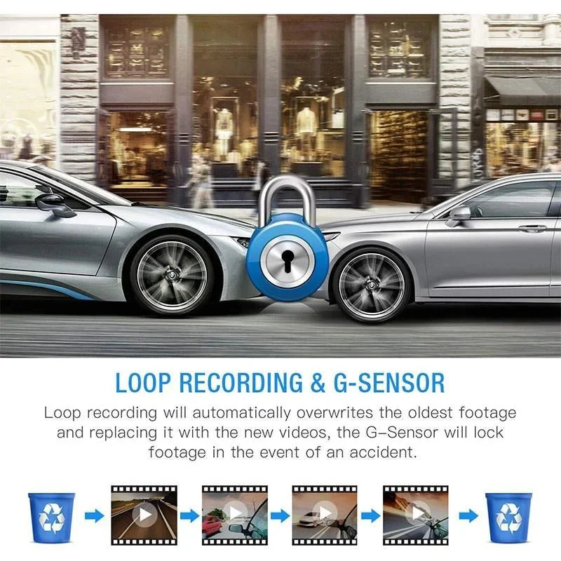 1080P Dual Dash Cam Front & Rear Camera 4" LCD Wide Angle Car DVR - Image 6