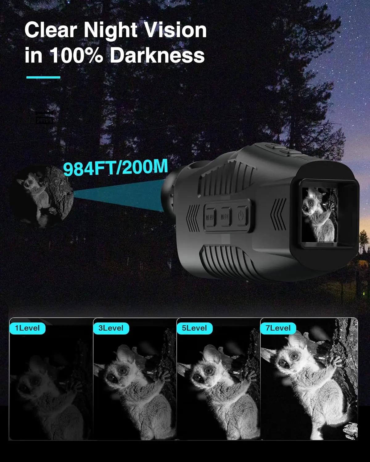 1080P Night Vision Monocular with Infrared Zoom HD Hunting Telescope for Day/Night Use - Image 5