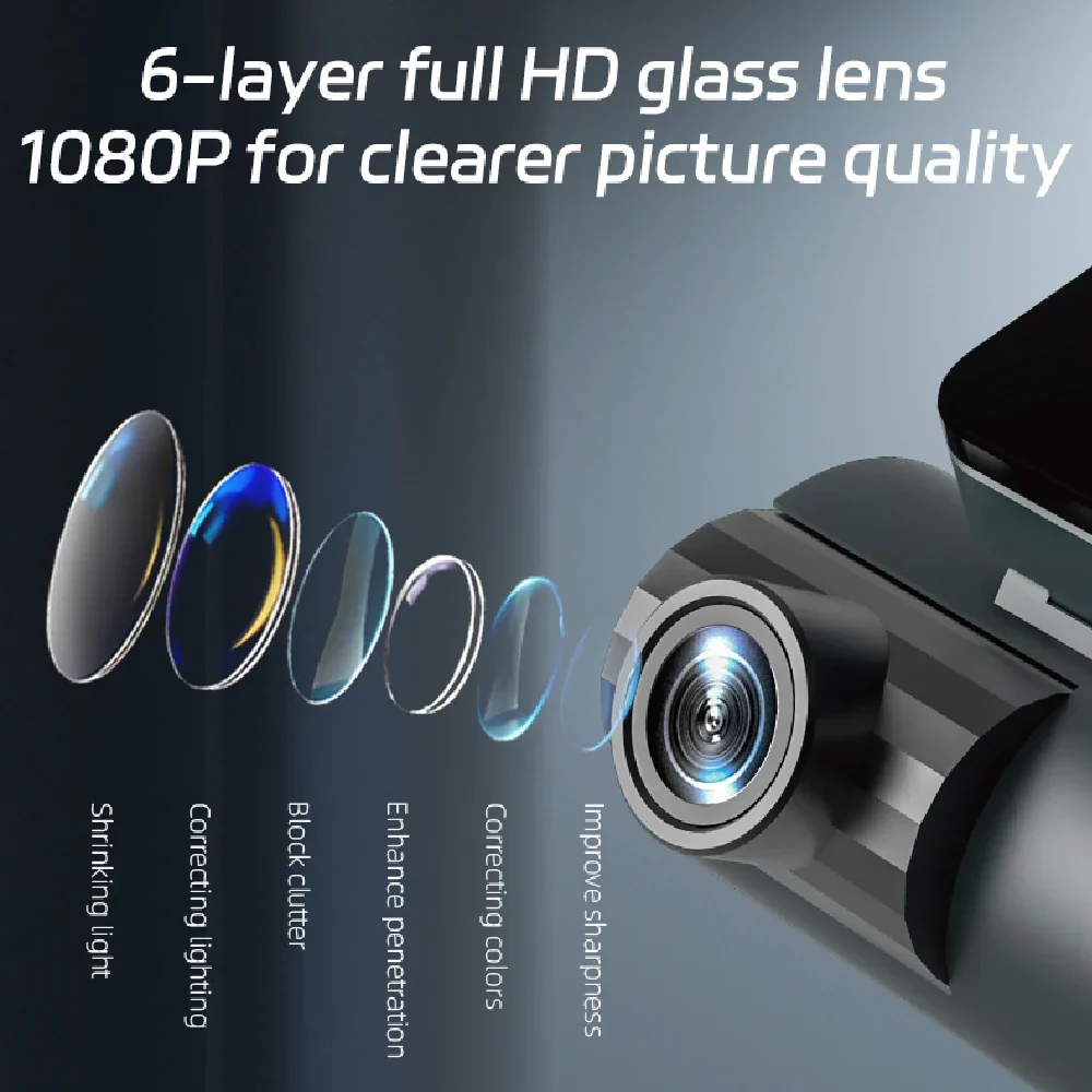 1080P WiFi Dash Cam 3-Way Front Inside Rear Car DVR Night Vision G-Sensor Loop - Image 3