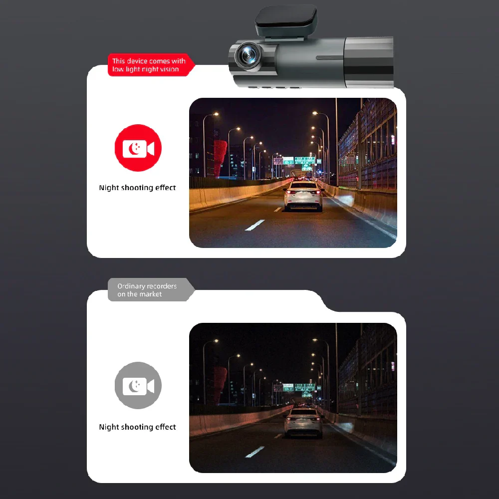 1080P WiFi Dash Cam 3-Way Front Inside Rear Car DVR Night Vision G-Sensor Loop - Image 5