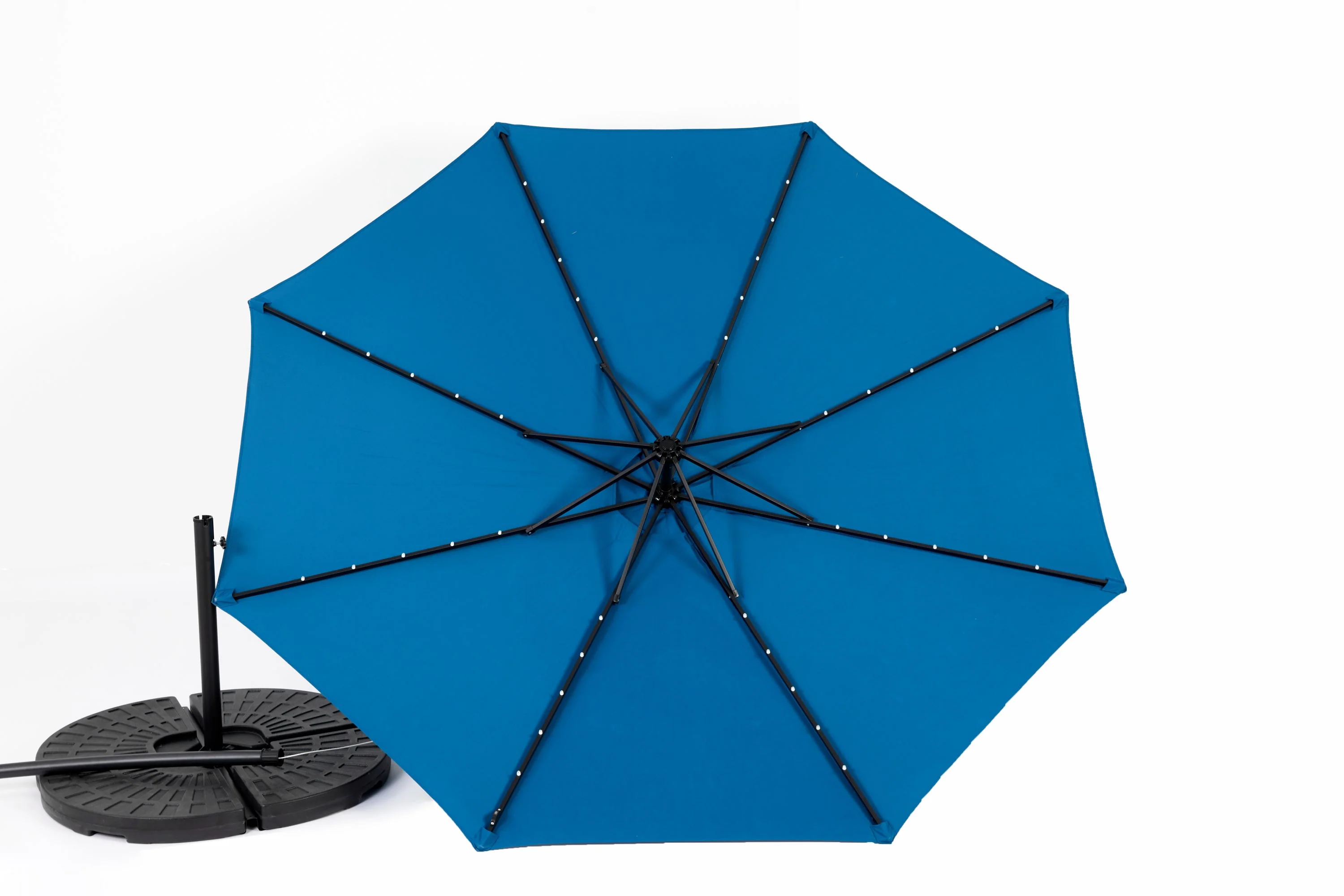 10ft Solar LED Offset Hanging Market Patio Umbrella (Dark Blue) - Image 11