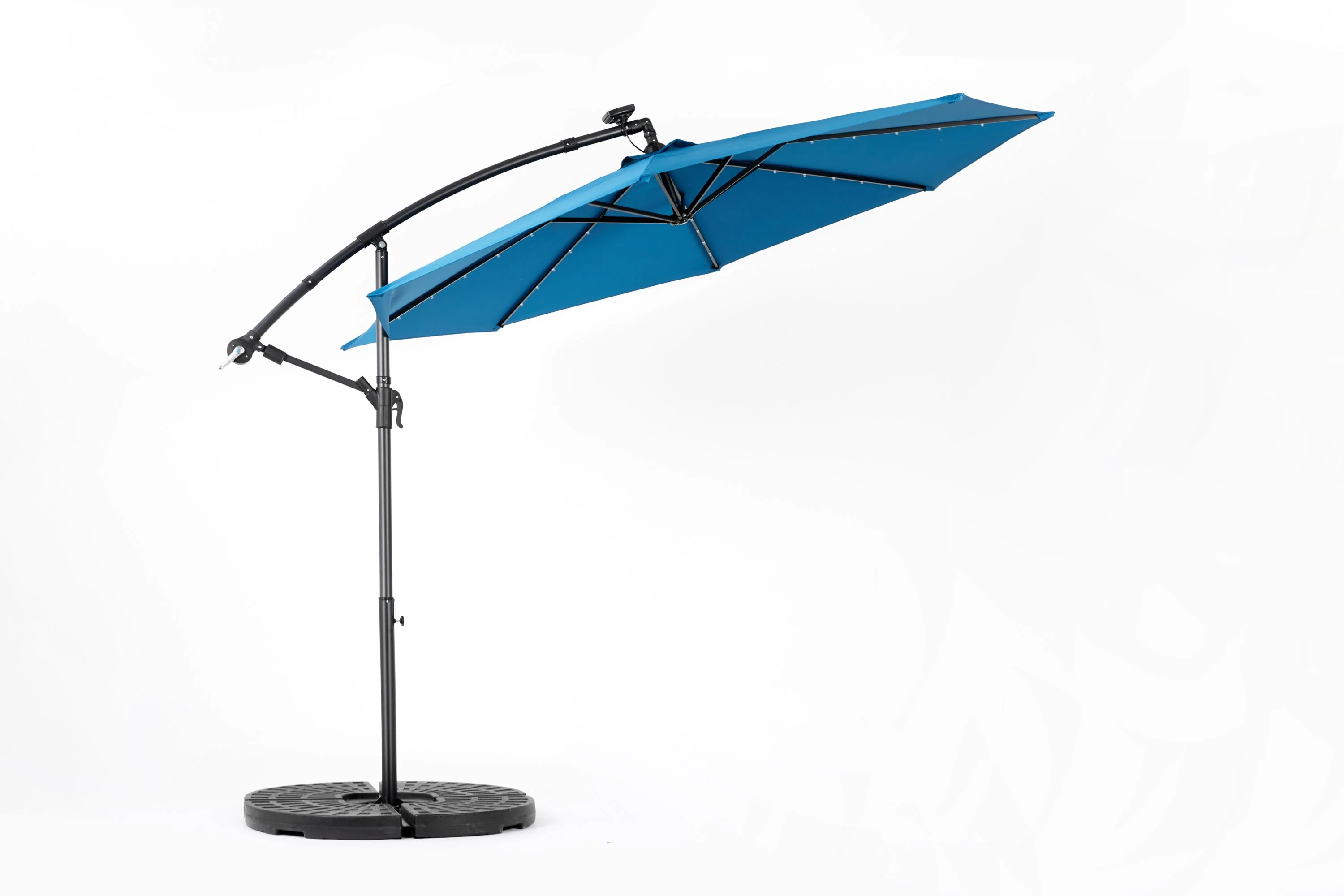 10ft Solar LED Offset Hanging Market Patio Umbrella (Dark Blue) - Image 3